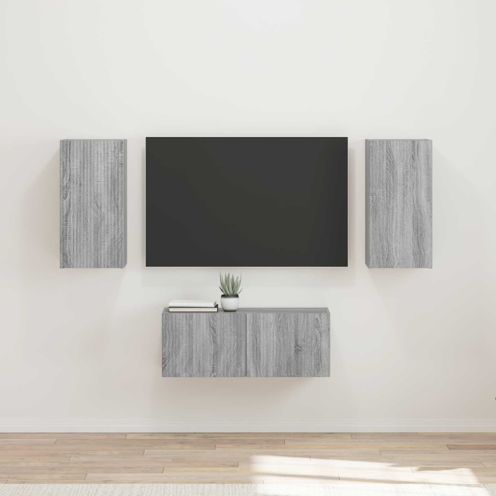 vidaXL TV-Schrankset Wandmontiert 6 pcs Graues Sonoma Holzwerkstoff