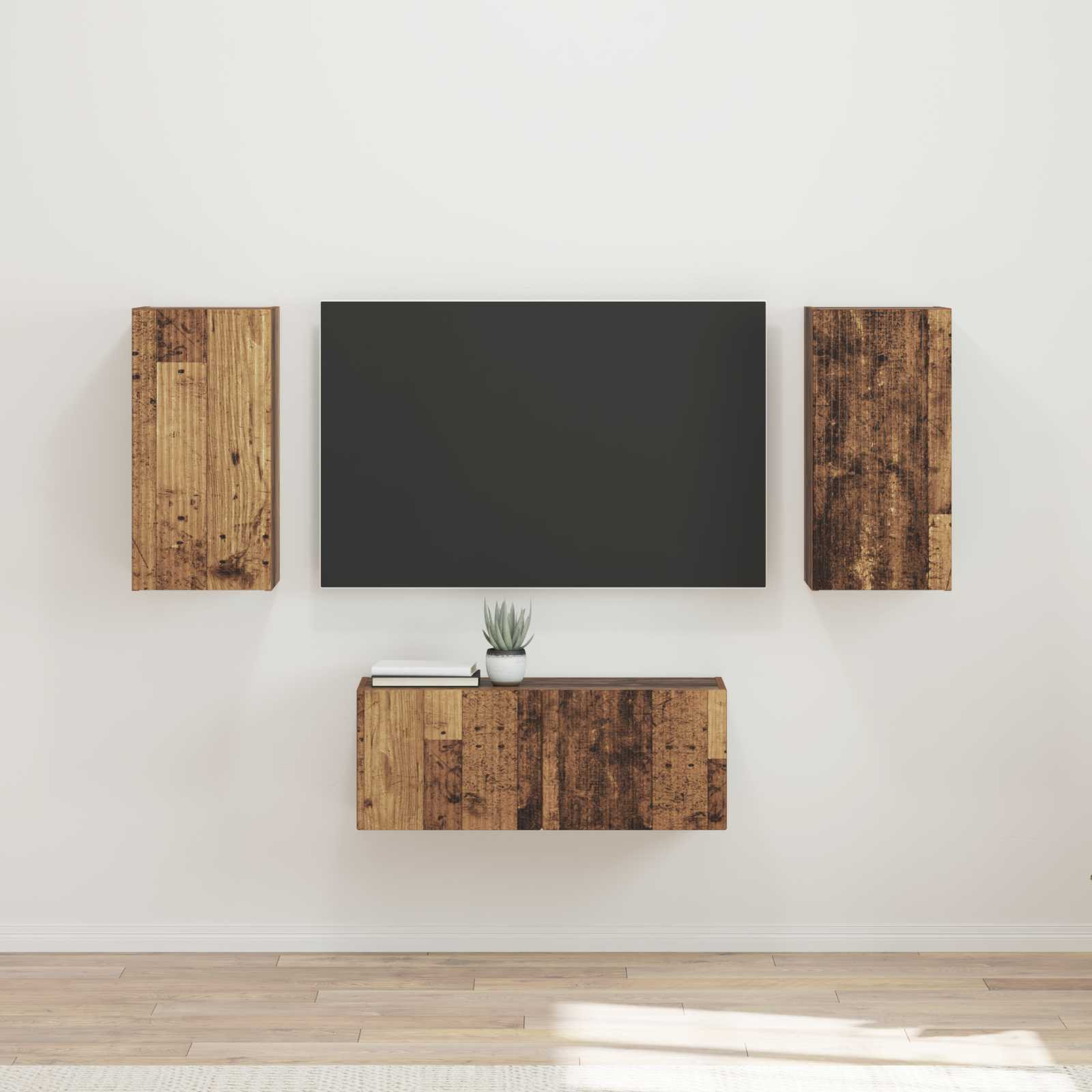 vidaXL TV-Schrankset Wandmontiert 6 pcs Altholz Holzwerkstoff