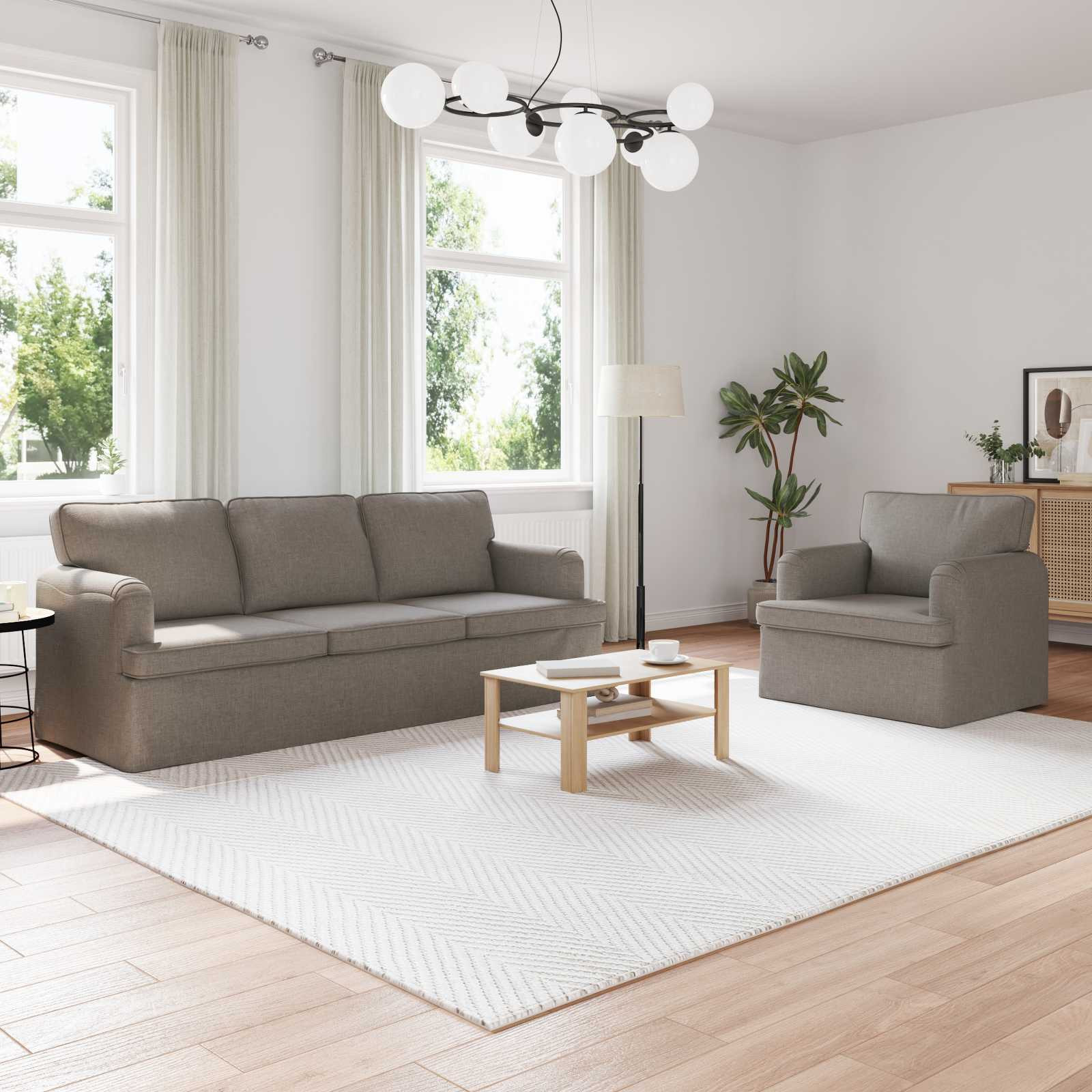 vidaXL Sofa Set 2 pcs Taupe 201 x 80 x 85 cm Stoff