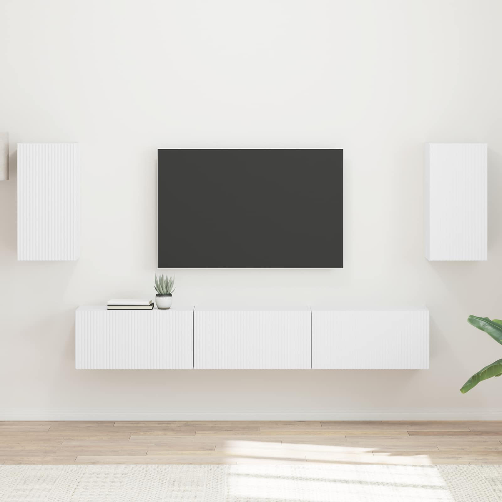 vidaXL TV-Schrankset Wandmontiert 5 pcs Weiß Holzwerkstoff