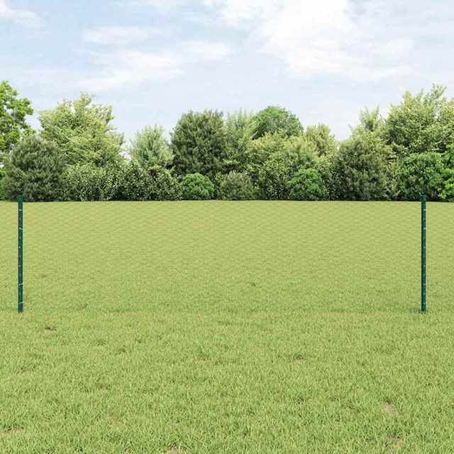 vidaXL Sechseckzaun mit Pfosten 25 x 0,6 m PVC-beschichteter Stahl