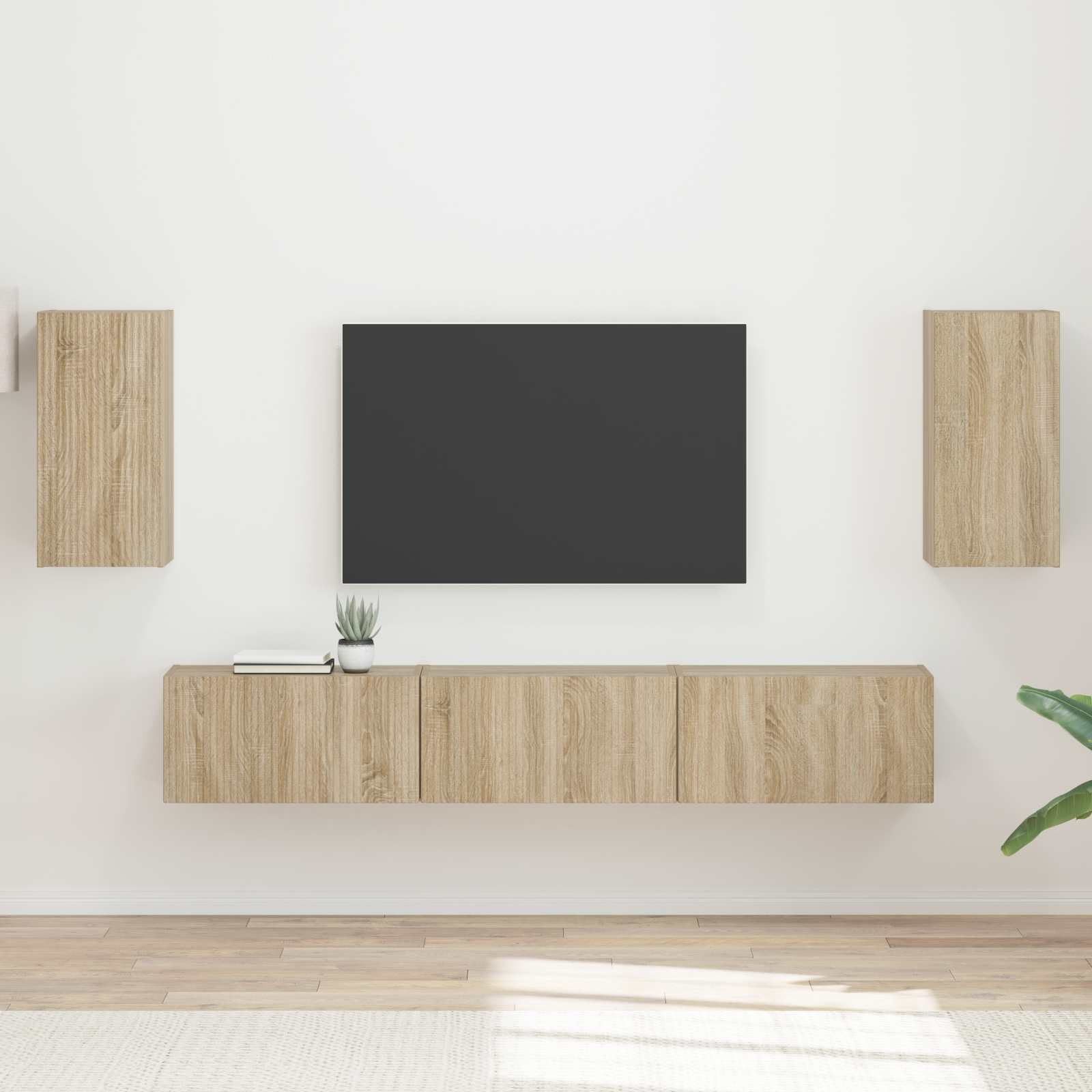 vidaXL TV-Schrankset Wandmontiert 5 pcs Sonoma-Eiche Holzwerkstoff