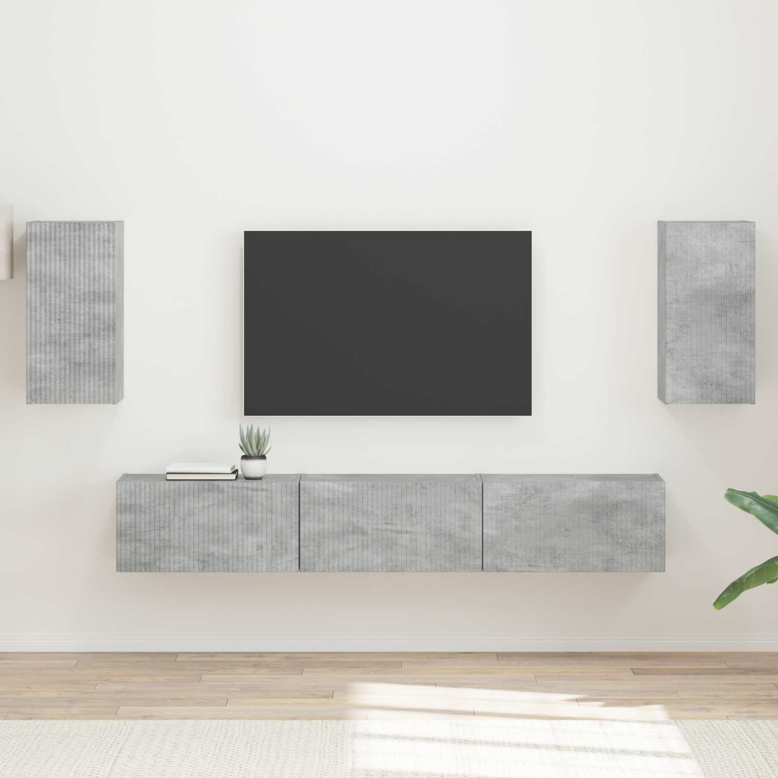 vidaXL TV-Schrankset Wandmontiert 5 pcs Beton Grau Holzwerkstoff