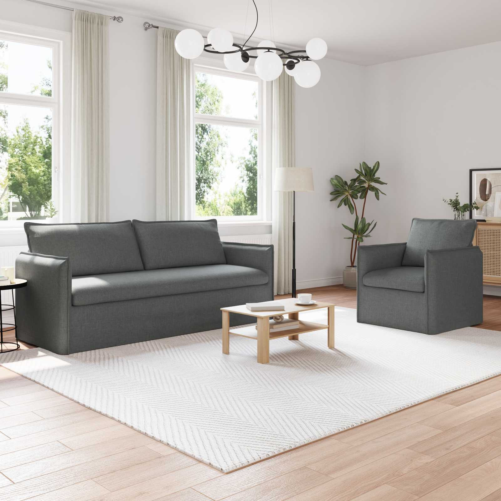 vidaXL Sofa Set 2 pcs Dunkelgrau 196 x 82 x 85 cm Stoff