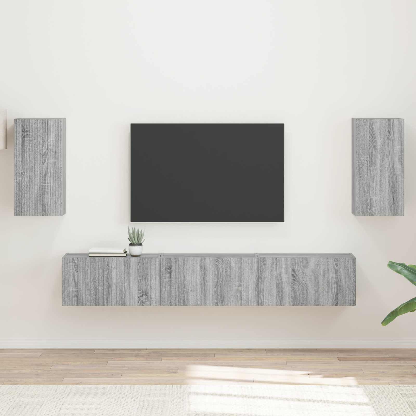 vidaXL TV-Schrankset Wandmontiert 5 pcs Graues Sonoma Holzwerkstoff