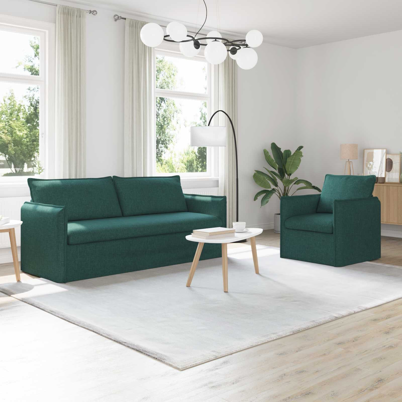 vidaXL Sofa Set 2 pcs Dunkelgrün 196 x 82 x 85 cm Stoff
