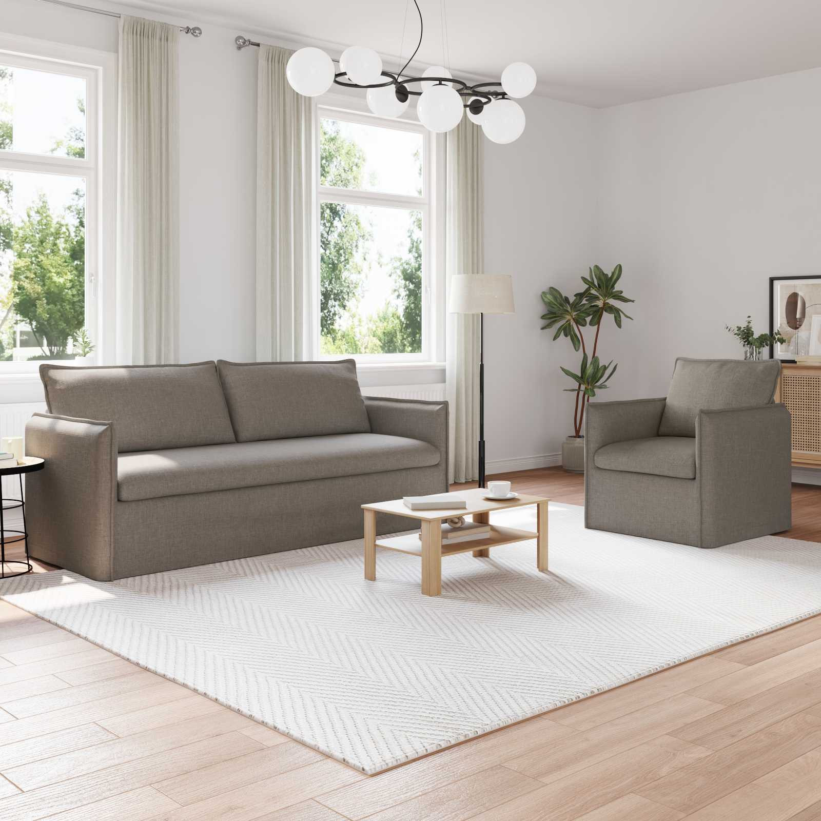 vidaXL Sofa Set 2 pcs Taupe 196 x 82 x 85 cm Stoff