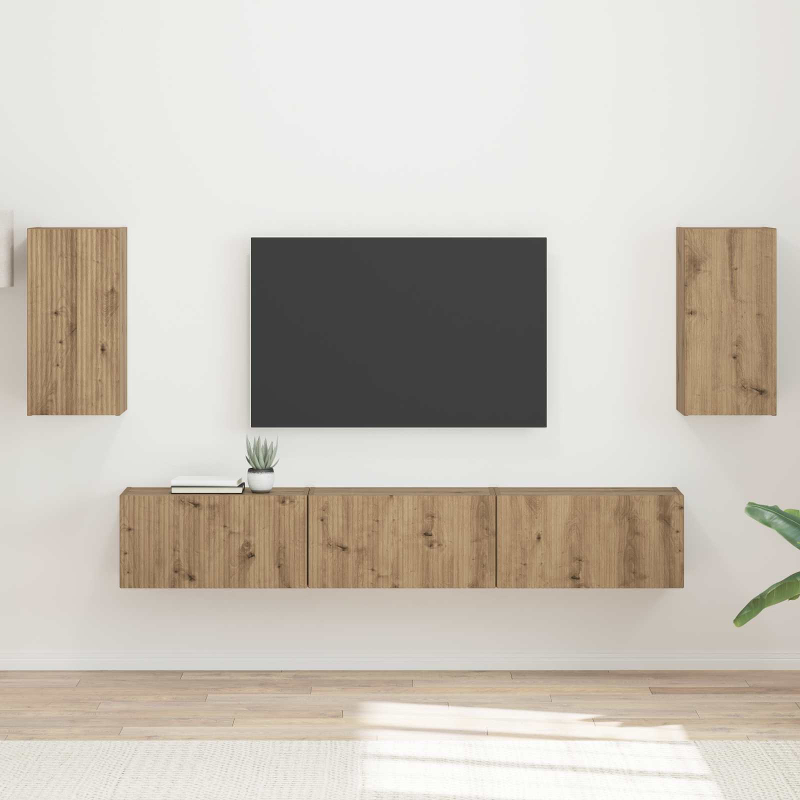vidaXL TV-Schrankset 5 pcs Artisan-Eiche Holzwerkstoff