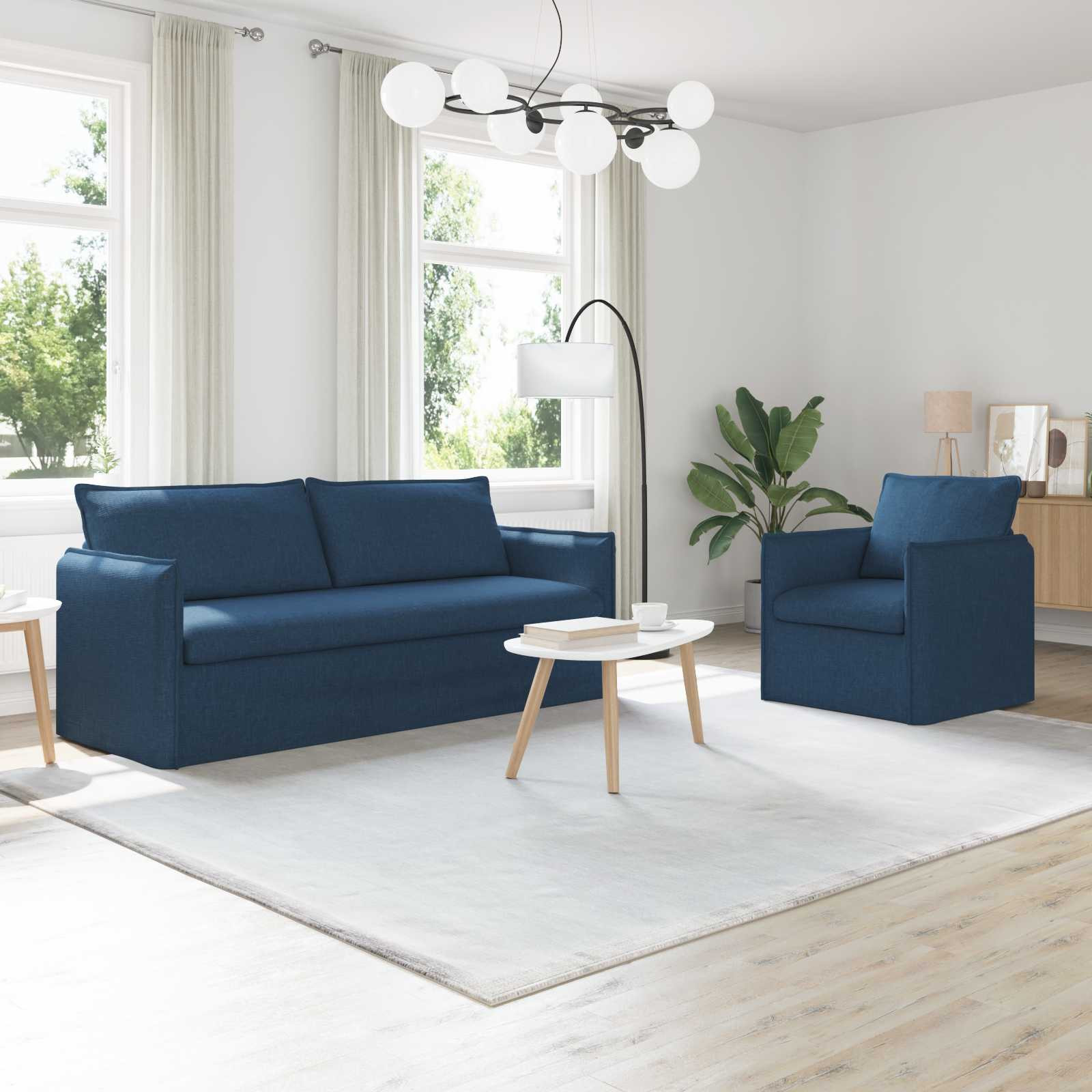 vidaXL Sofa Set 2 pcs Blau 196 x 82 x 85 cm Stoff