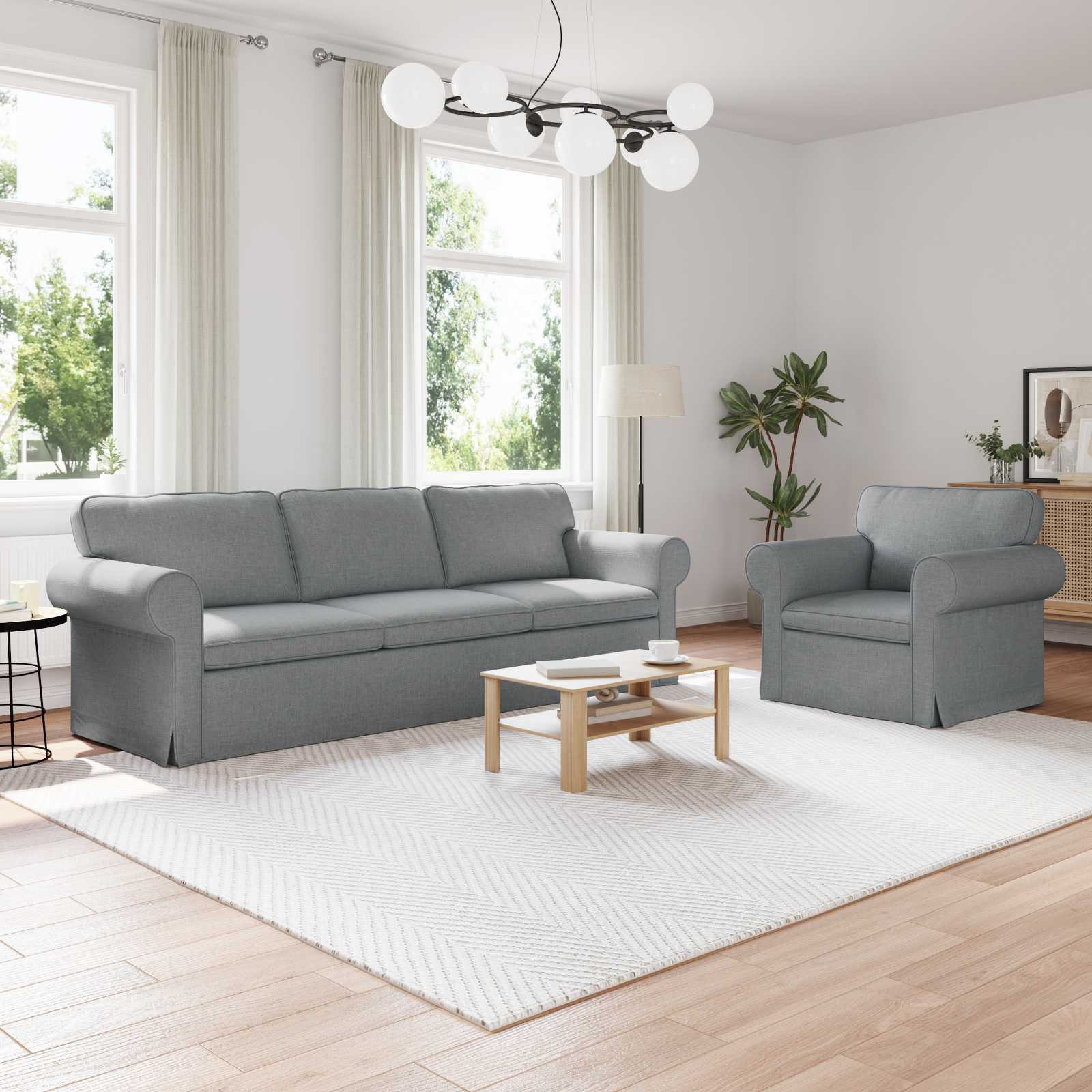 vidaXL Sofa Set 2 pcs Hellgrau 245 x 82 x 80 cm Stoff