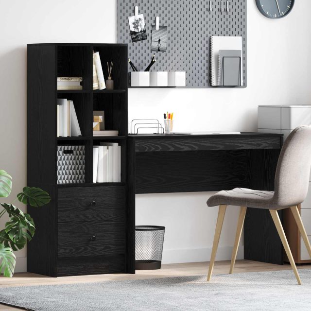 vidaXL Schreibtisch mit Schubladen 2 pcs Schwarz Eichen-Optik