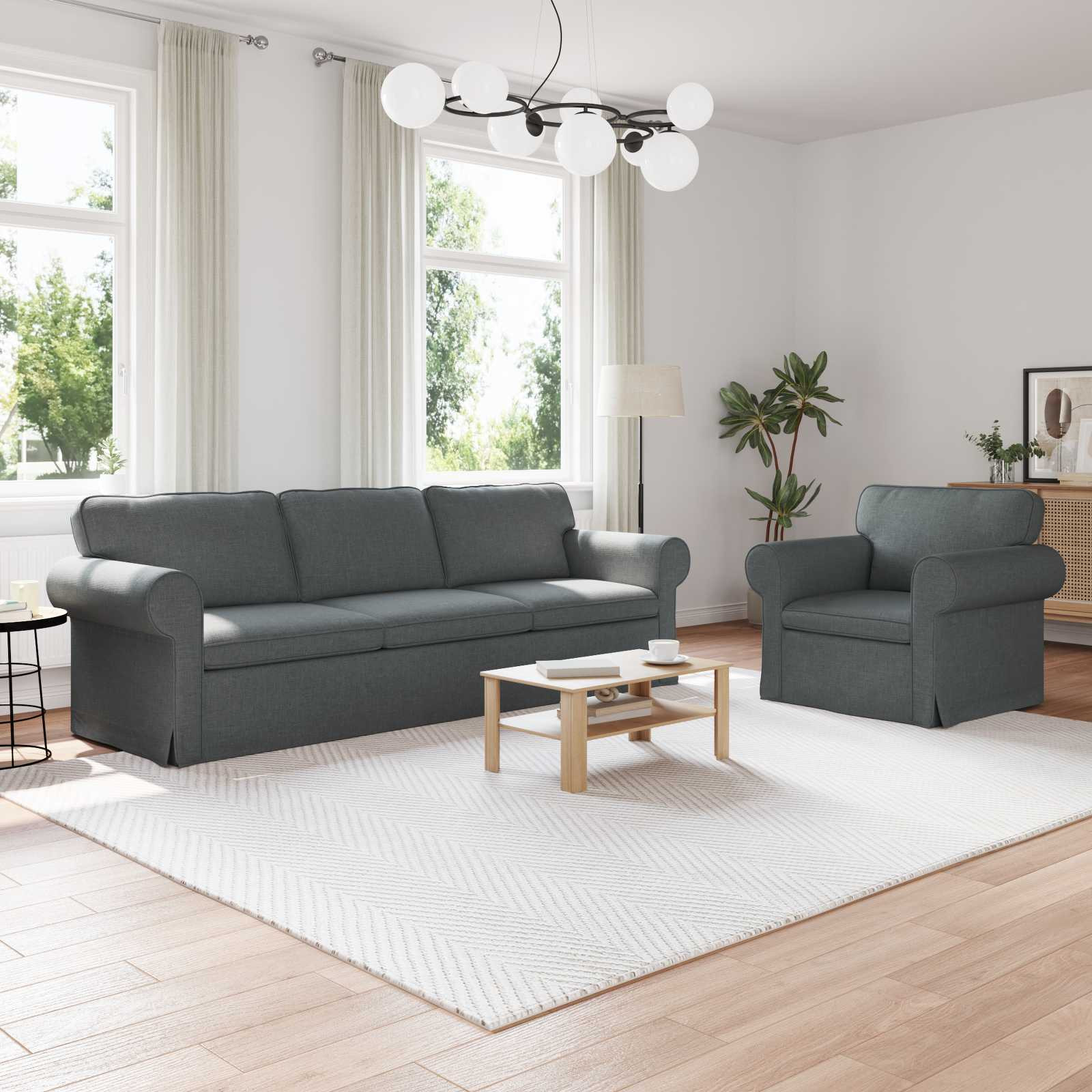 vidaXL Sofa Set 2 pcs Dunkelgrau 245 x 82 x 80 cm Stoff