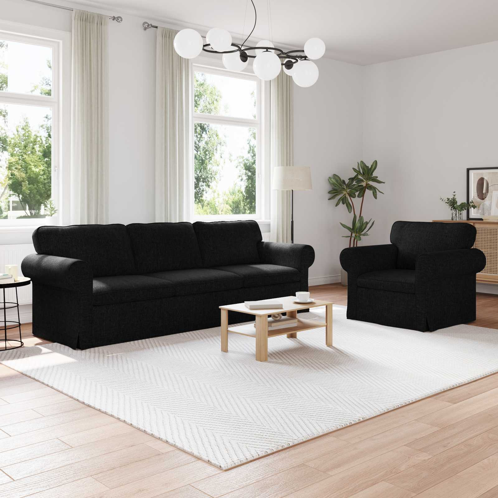 vidaXL Sofa Set 2 pcs Schwarz 245 x 82 x 80 cm Stoff