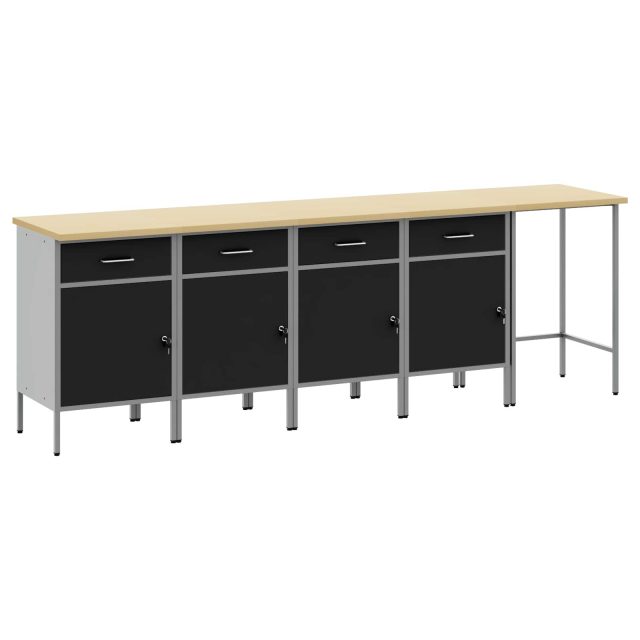 vidaXL Arbeitsschrankset mit Schubladen 5 pcs Schwarz und Grau