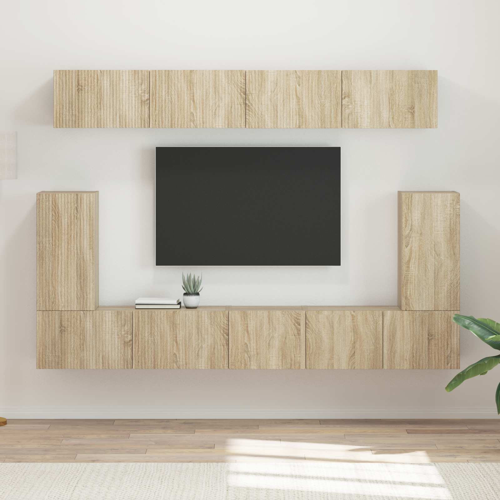 vidaXL TV-Schrankset Wandmontiert 5 pcs Sonoma-Eiche Holzwerkstoff