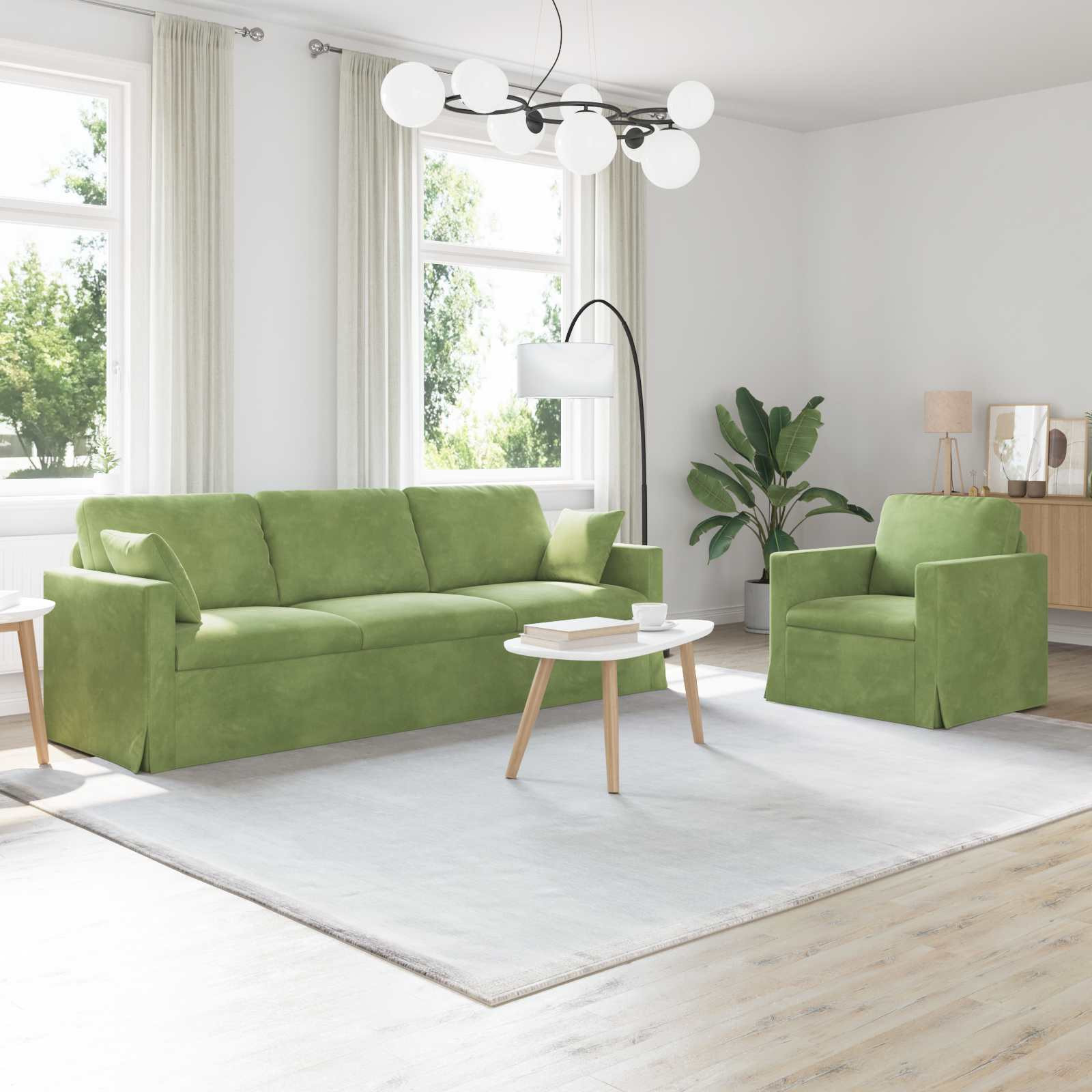 vidaXL Sofa Set 2 pcs Hellgrün 228 x 78 x 80 cm Samt