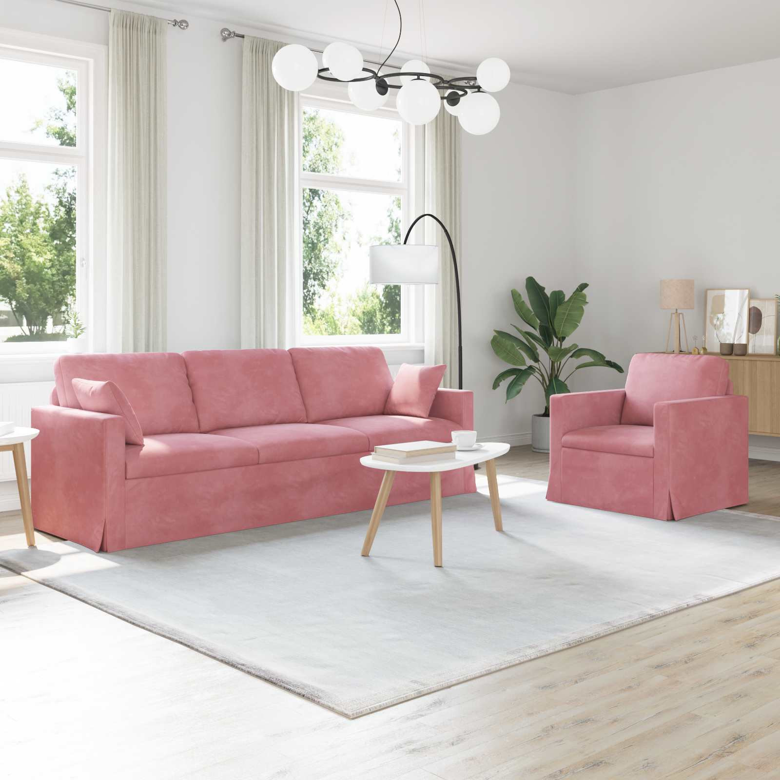 vidaXL Sofa Set 2 pcs Rosa 228 x 78 x 80 cm Samt