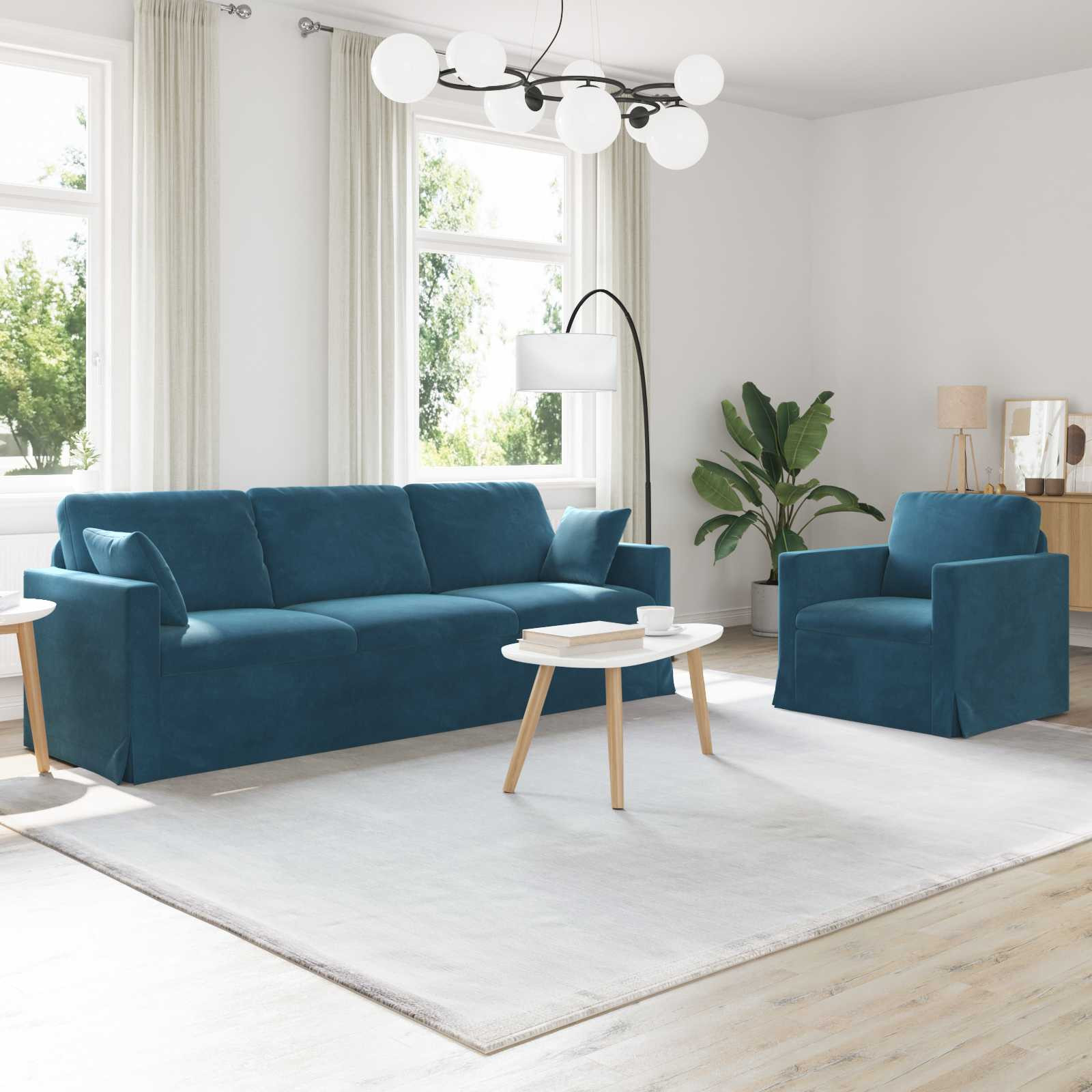 vidaXL Sofa Set 2 pcs Blau 228 x 78 x 80 cm Samt