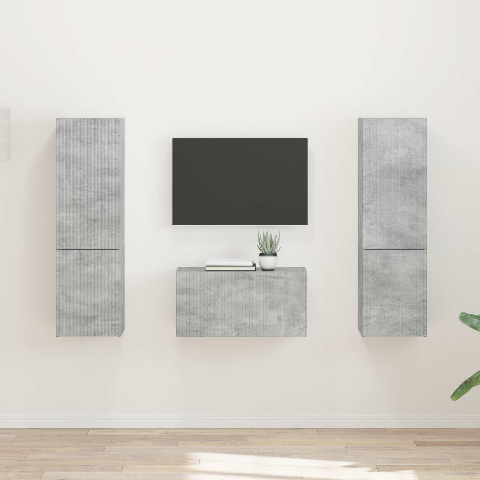 vidaXL TV-Schrankset 5 pcs Beton Grau Holzwerkstoff