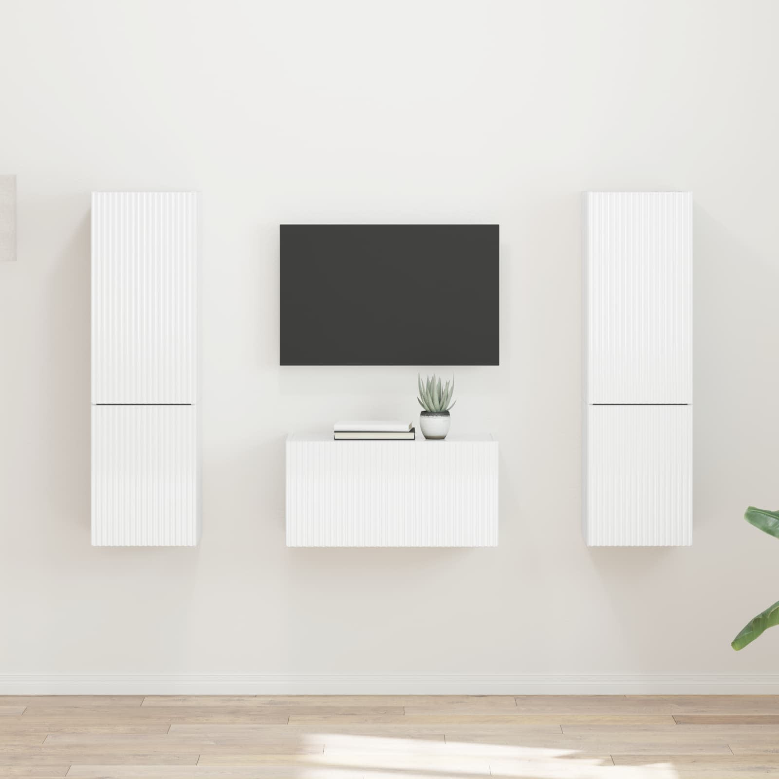 vidaXL TV-Schrankset 5 pcs Hochglanz Weiß Holzwerkstoff