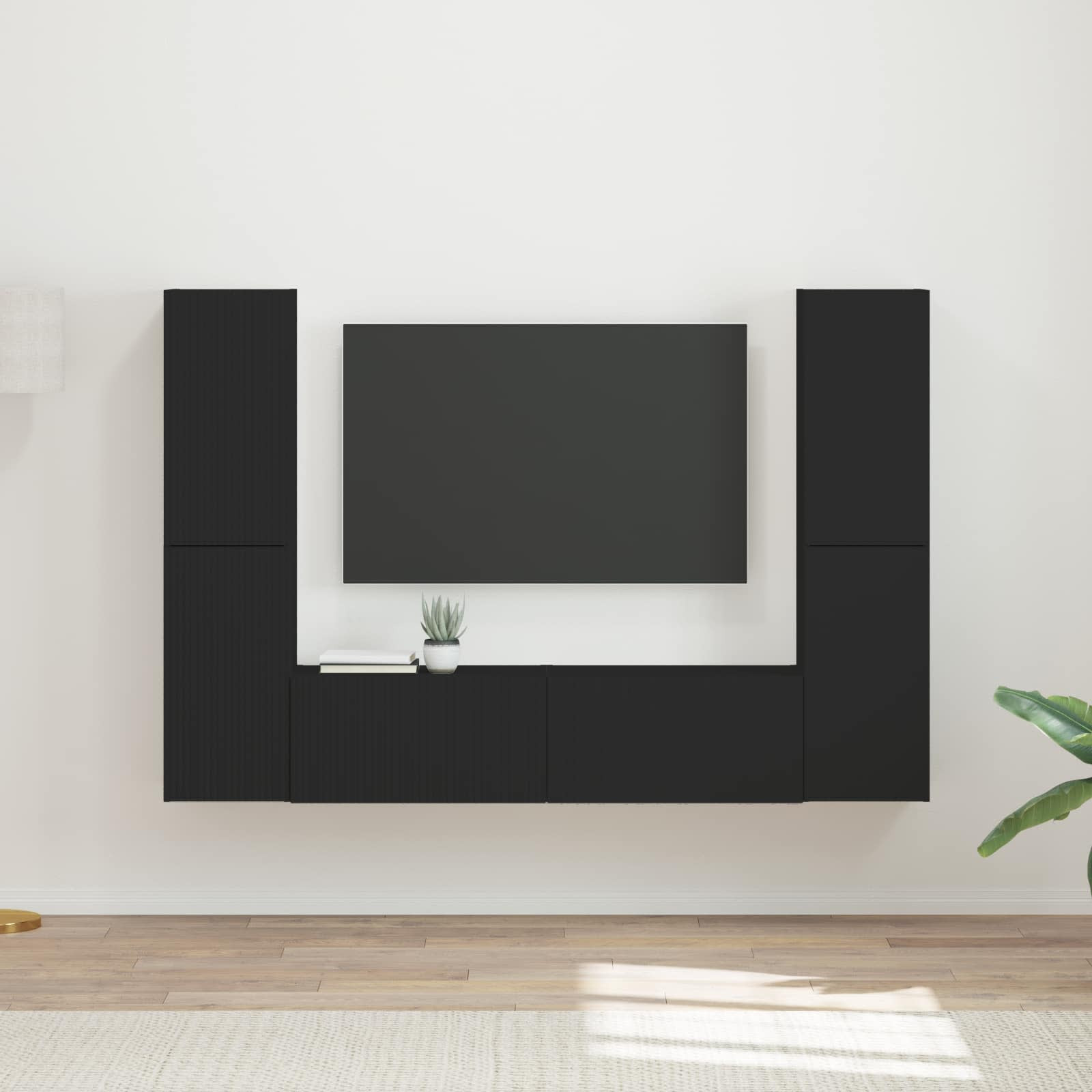 vidaXL TV-Schrankset 6 pcs Schwarz Holzwerkstoff