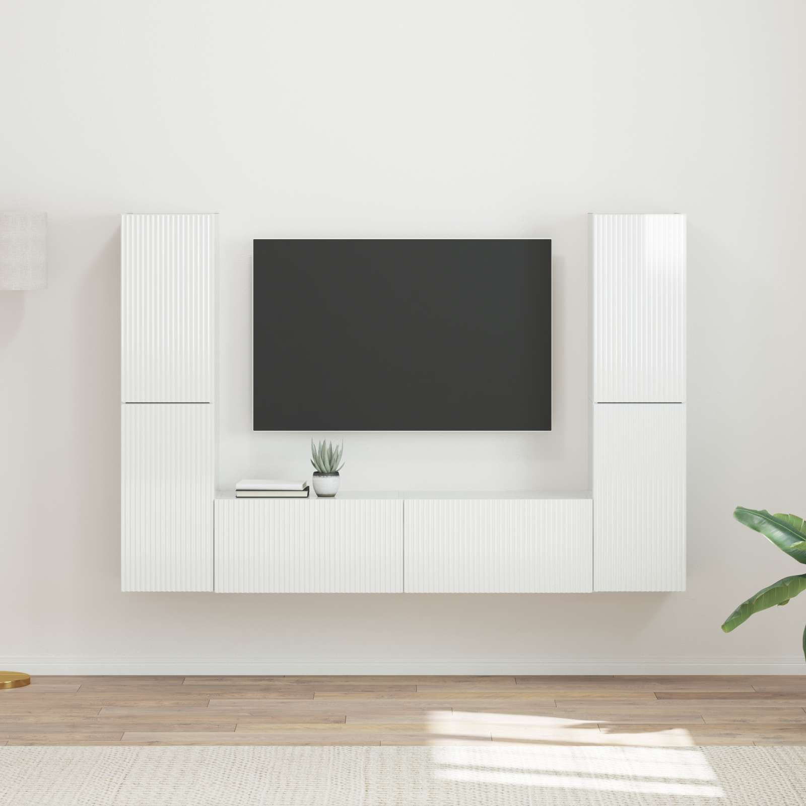 vidaXL TV-Schrankset 6 pcs Hochglanz Weiß Holzwerkstoff