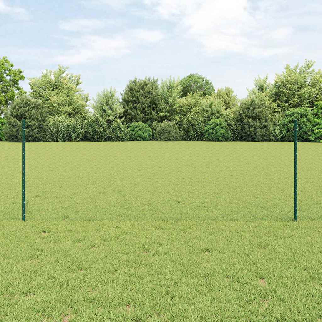 vidaXL Sechseckzaun mit Pfosten 25 x 0,8 m PVC-beschichteter Stahl