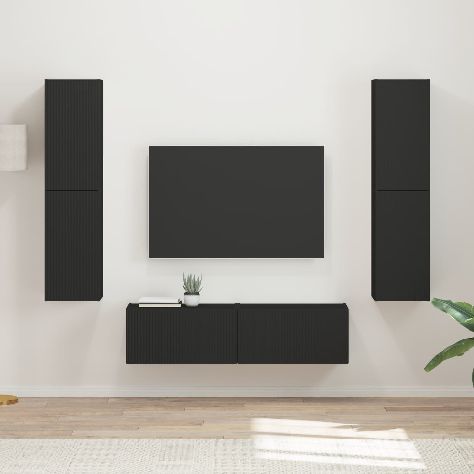 vidaXL TV-Schrankset 6 pcs Schwarz Holzwerkstoff