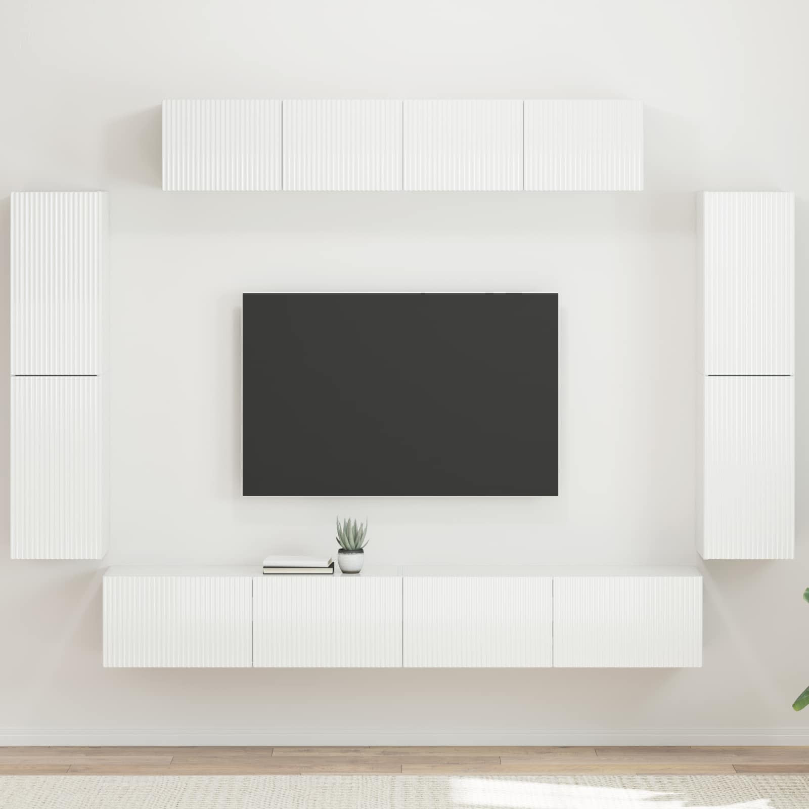 vidaXL TV-Schränk 8 pcs Hochglanz Weiß