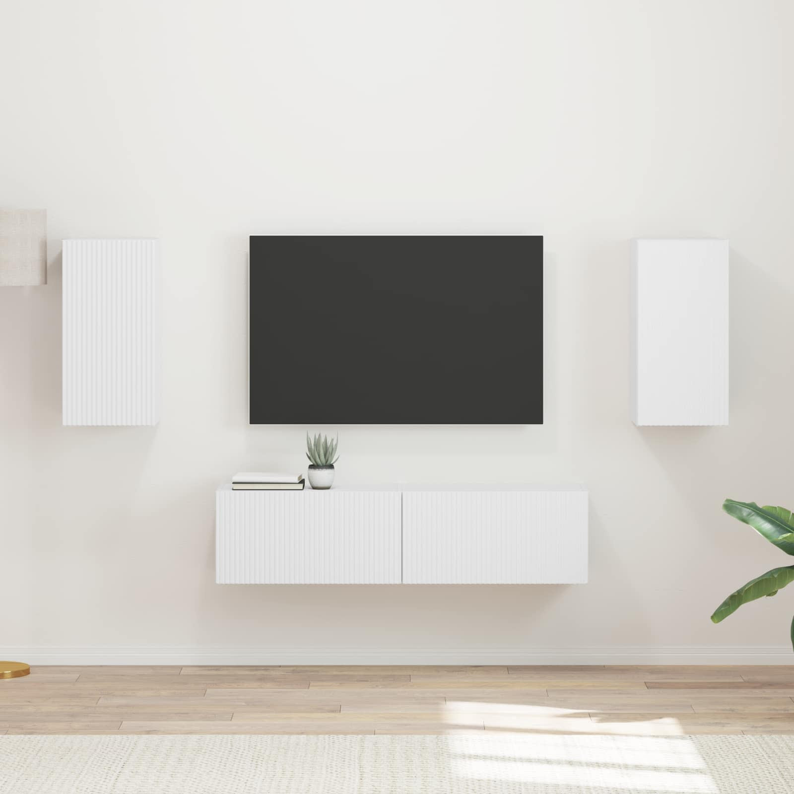 vidaXL TV-Schrankset 4 pcs Weiß Holzwerkstoff