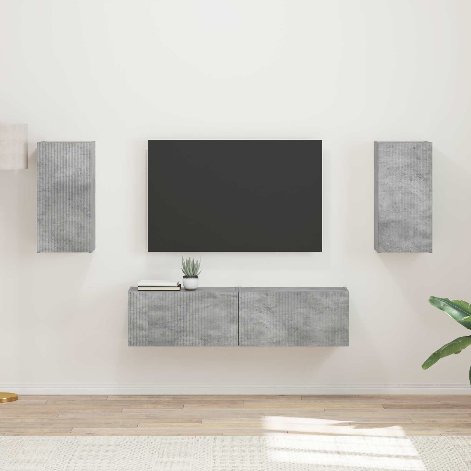 vidaXL TV-Schrankset 4 pcs Beton Grau Holzwerkstoff