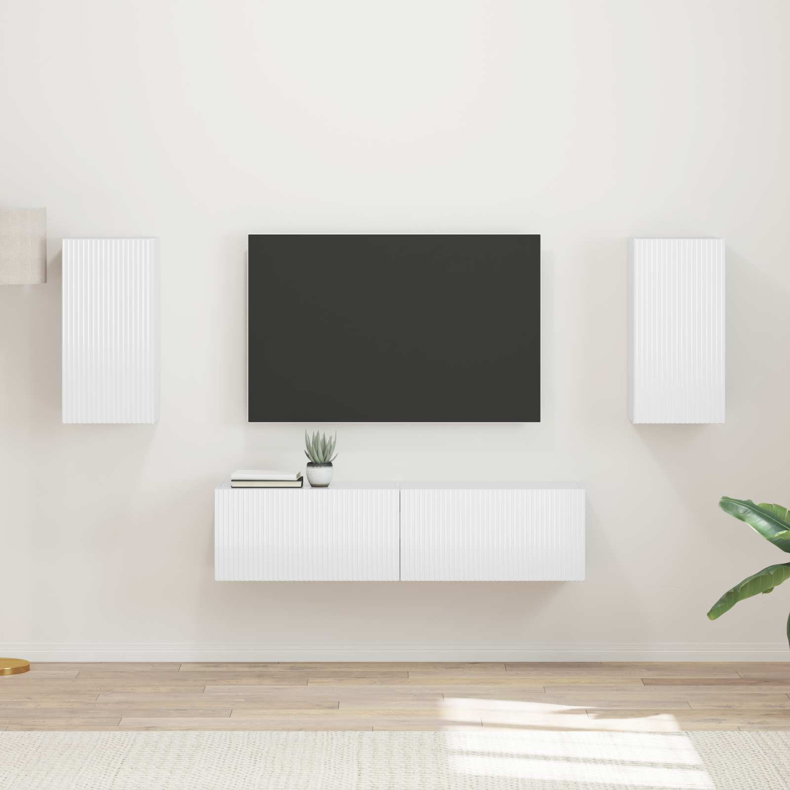 vidaXL TV-Schrankset 4 pcs Hochglanz Weiß Holzwerkstoff