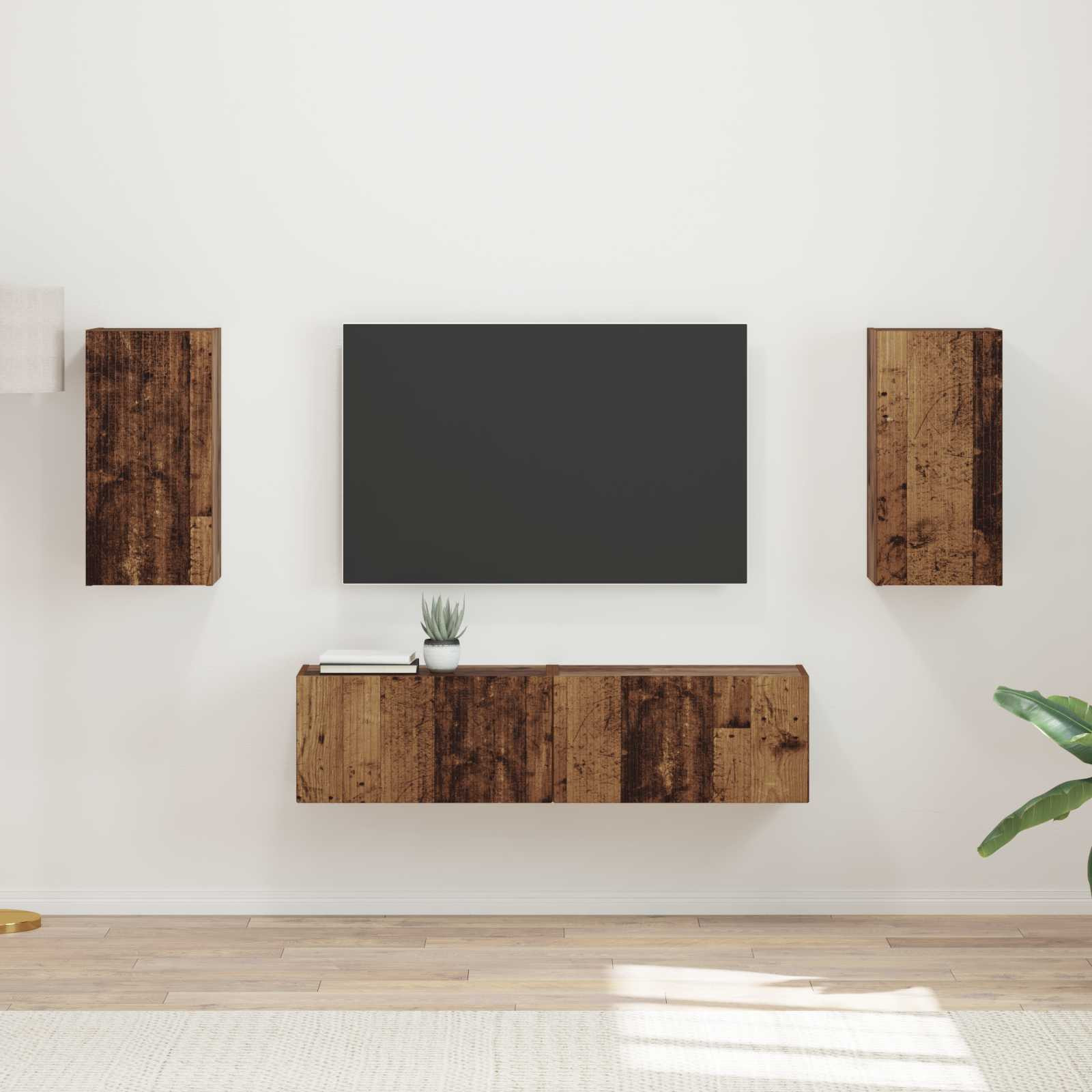 vidaXL TV-Schrankset 4 pcs Altholz Holzwerkstoff
