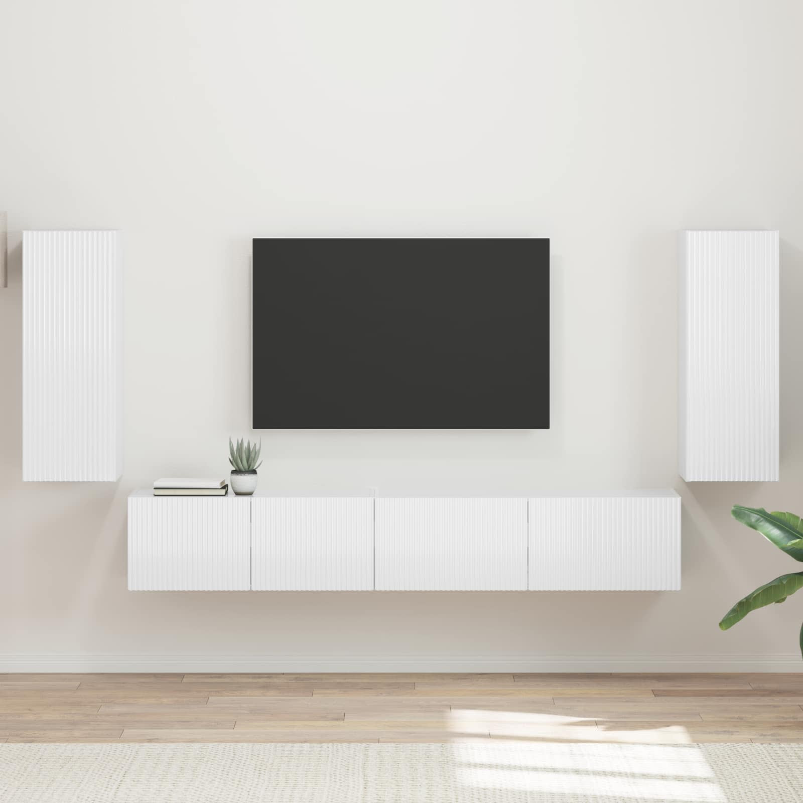 vidaXL TV-Schrankset 4 pcs Hochglanz Weiß Holzwerkstoff