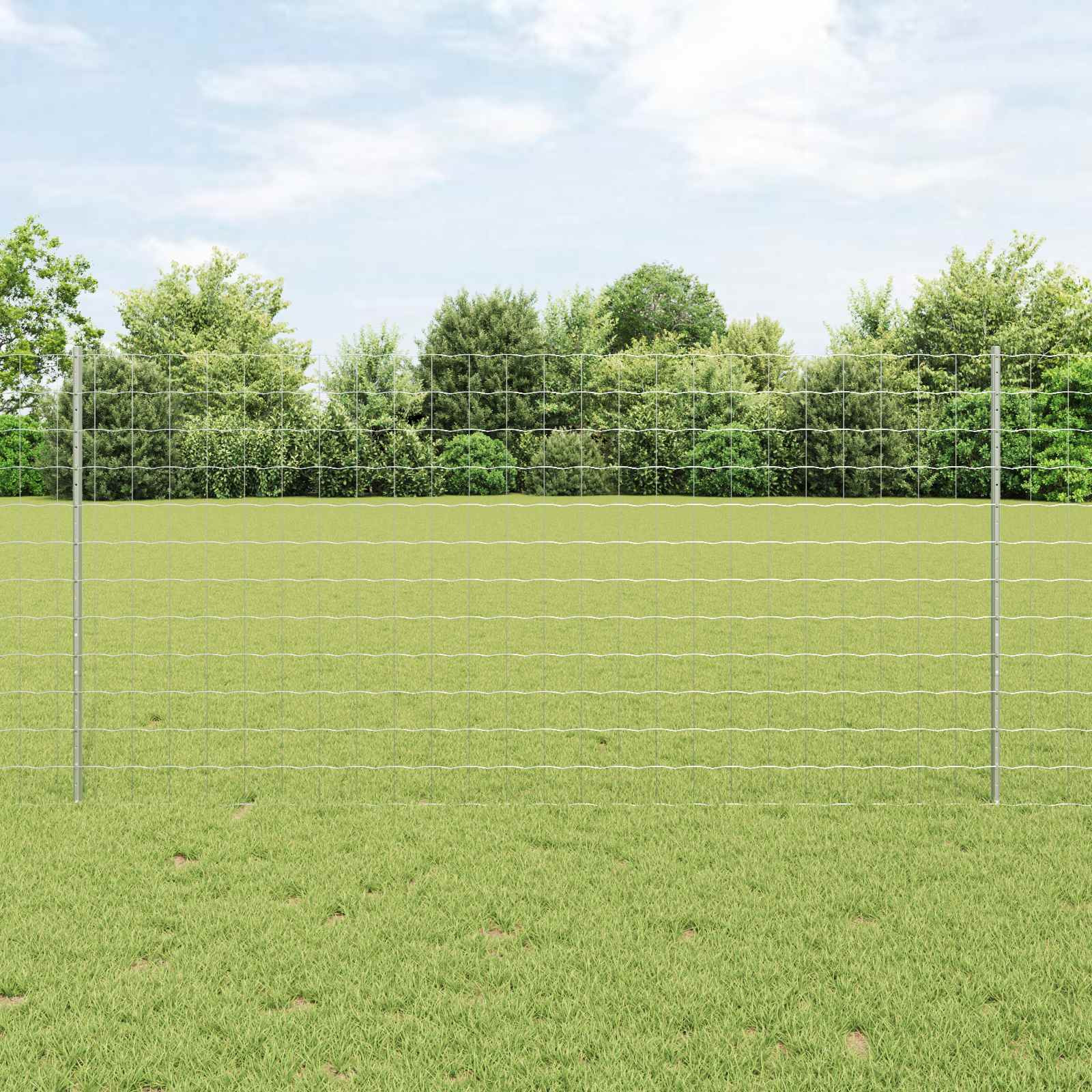 vidaXL Euro-Zaun mit Pfosten 10 x 1,2 m Verzinkter Stahl Silber Netz