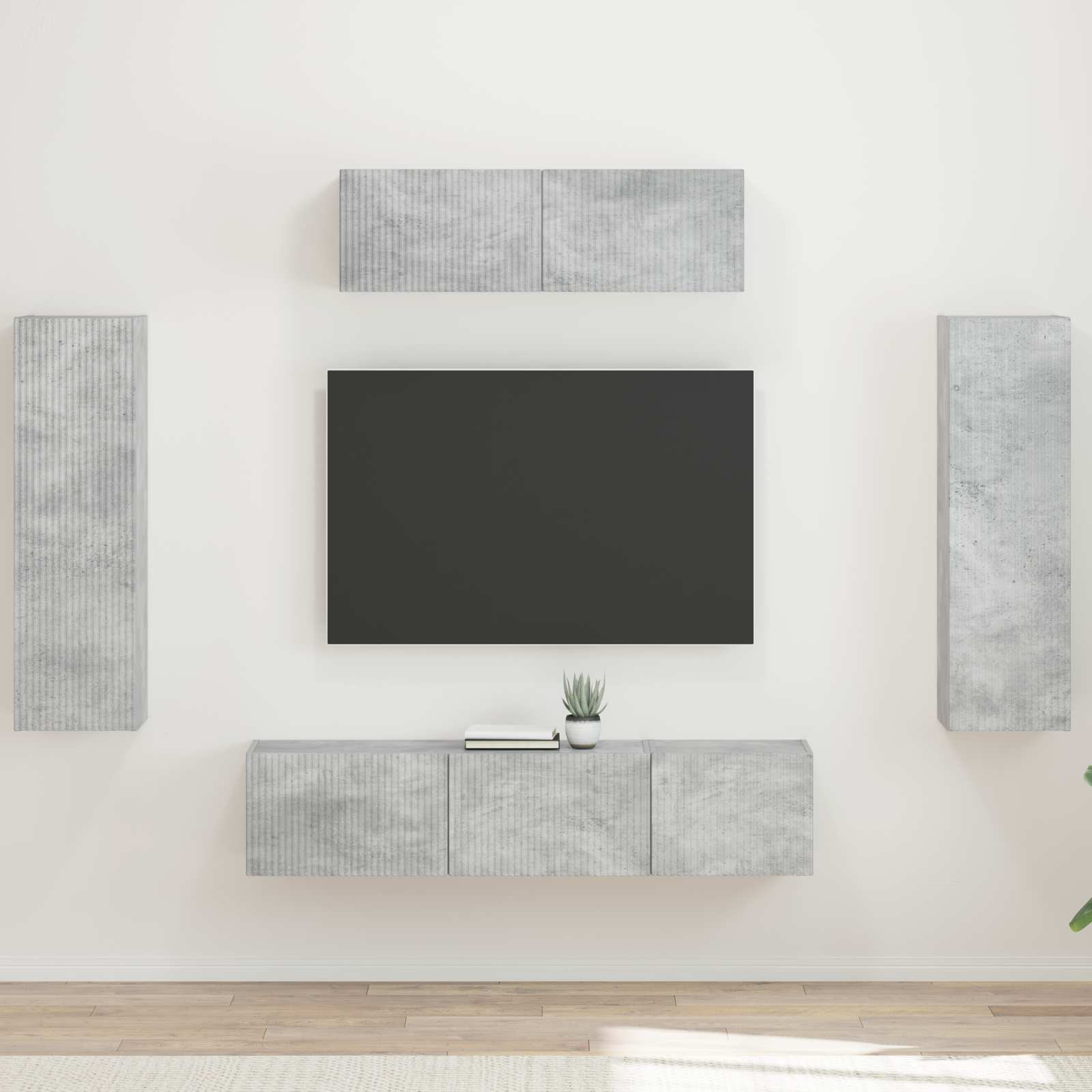 vidaXL TV-Schränk 5 pcs Beton Grau