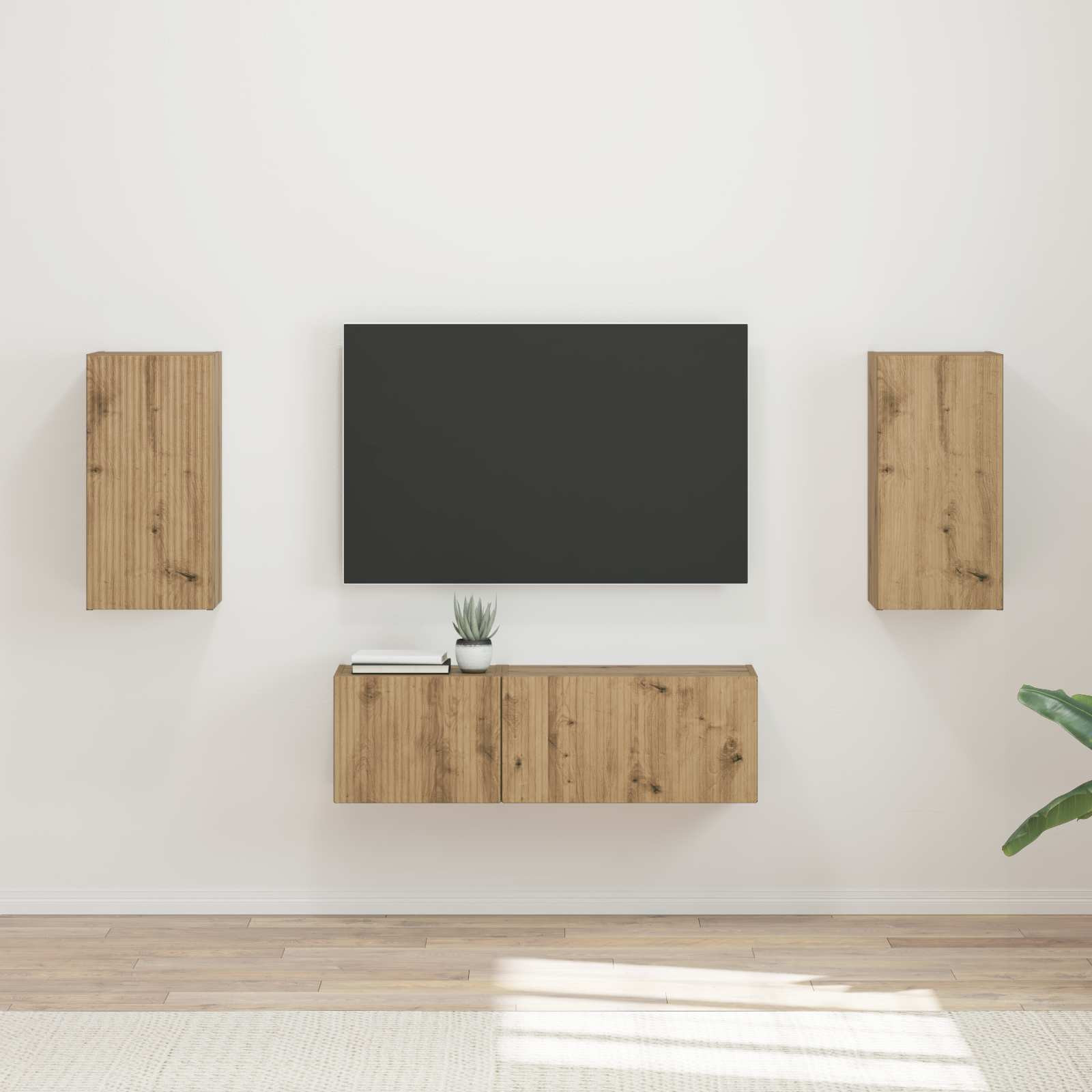 vidaXL TV-Wandregal-Set 4 pcs Artisan-Eiche Holzwerkstoff