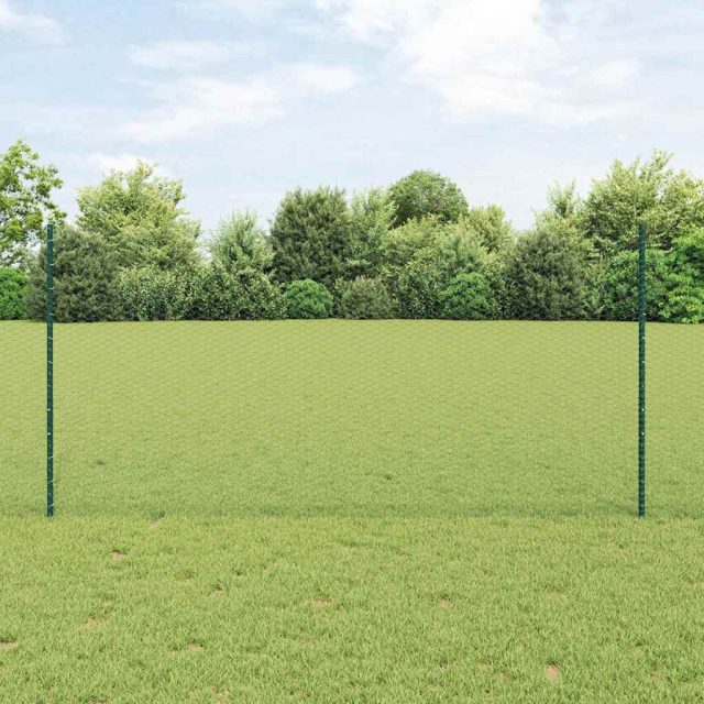 vidaXL Sechseckzaun mit Pfosten 25 x 1,2 m PVC-beschichteter Stahl