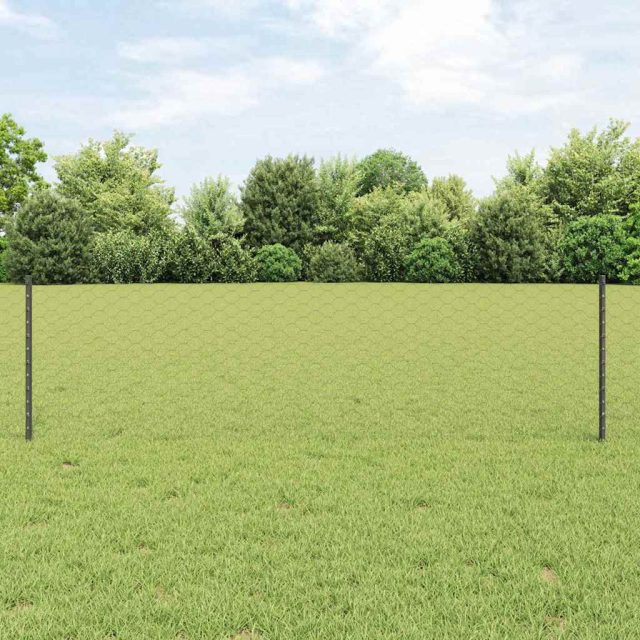 vidaXL Sechseckzaun mit Pfosten 50 x 0,6 m PVC-beschichteter Stahl