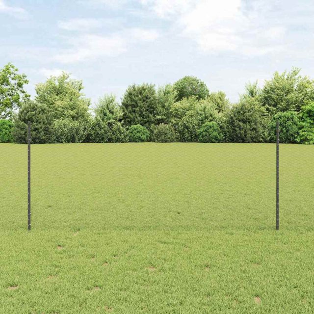vidaXL Sechseckzaun mit Pfosten 50 x 1 m PVC-beschichteter Stahl Grau