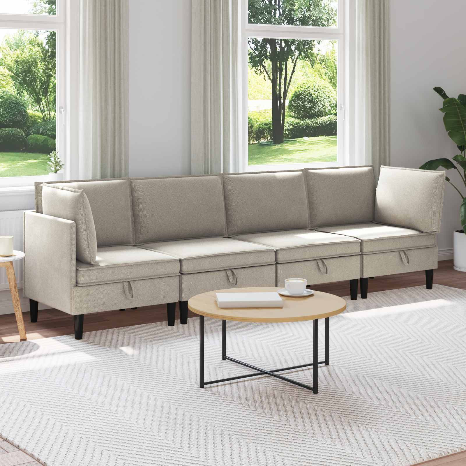 vidaXL Wohnzimmergarnitur 4 pcs Hafer Stoff