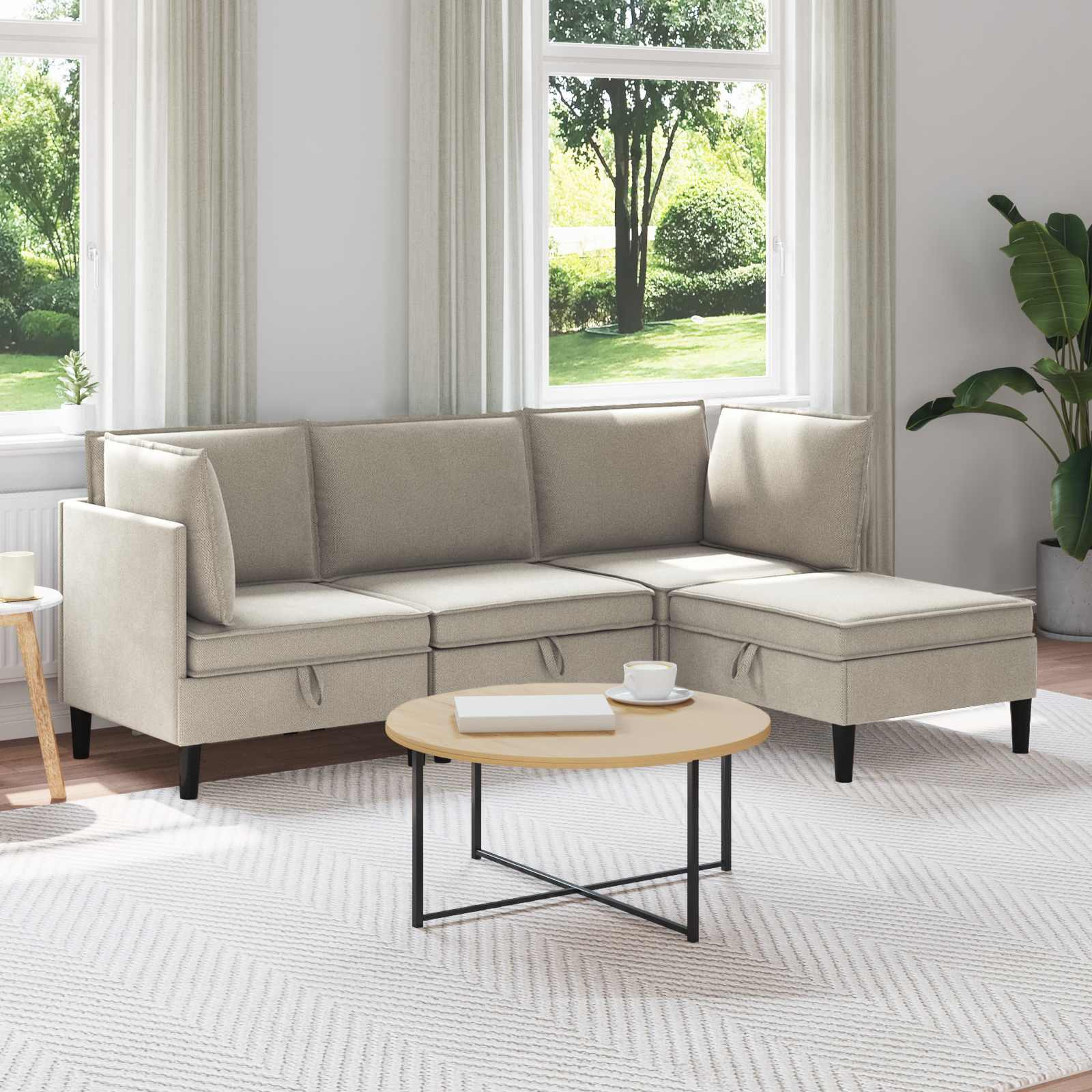 vidaXL Wohnzimmergarnitur 4 pcs Hafer Stoff