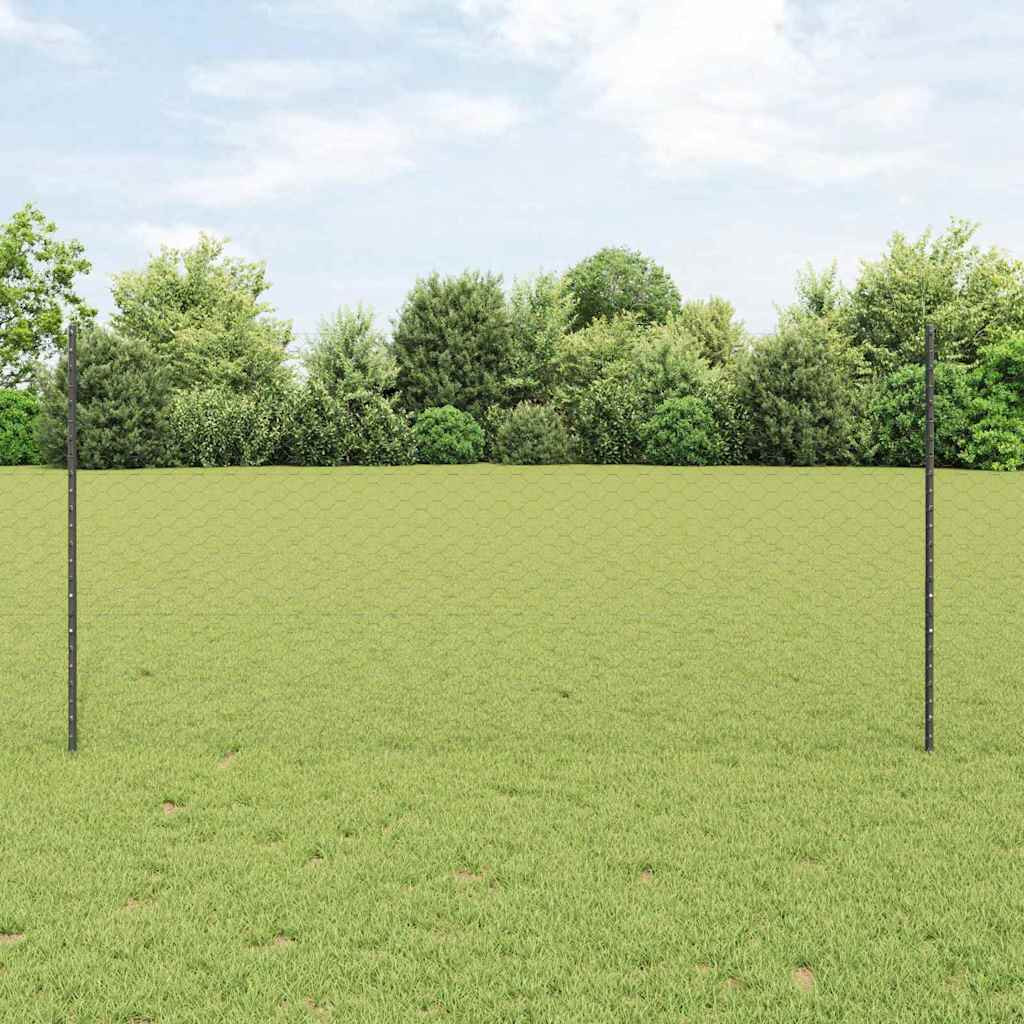 vidaXL Sechseckzaun mit Pfosten 50 x 1,2 m PVC-beschichteter Stahl
