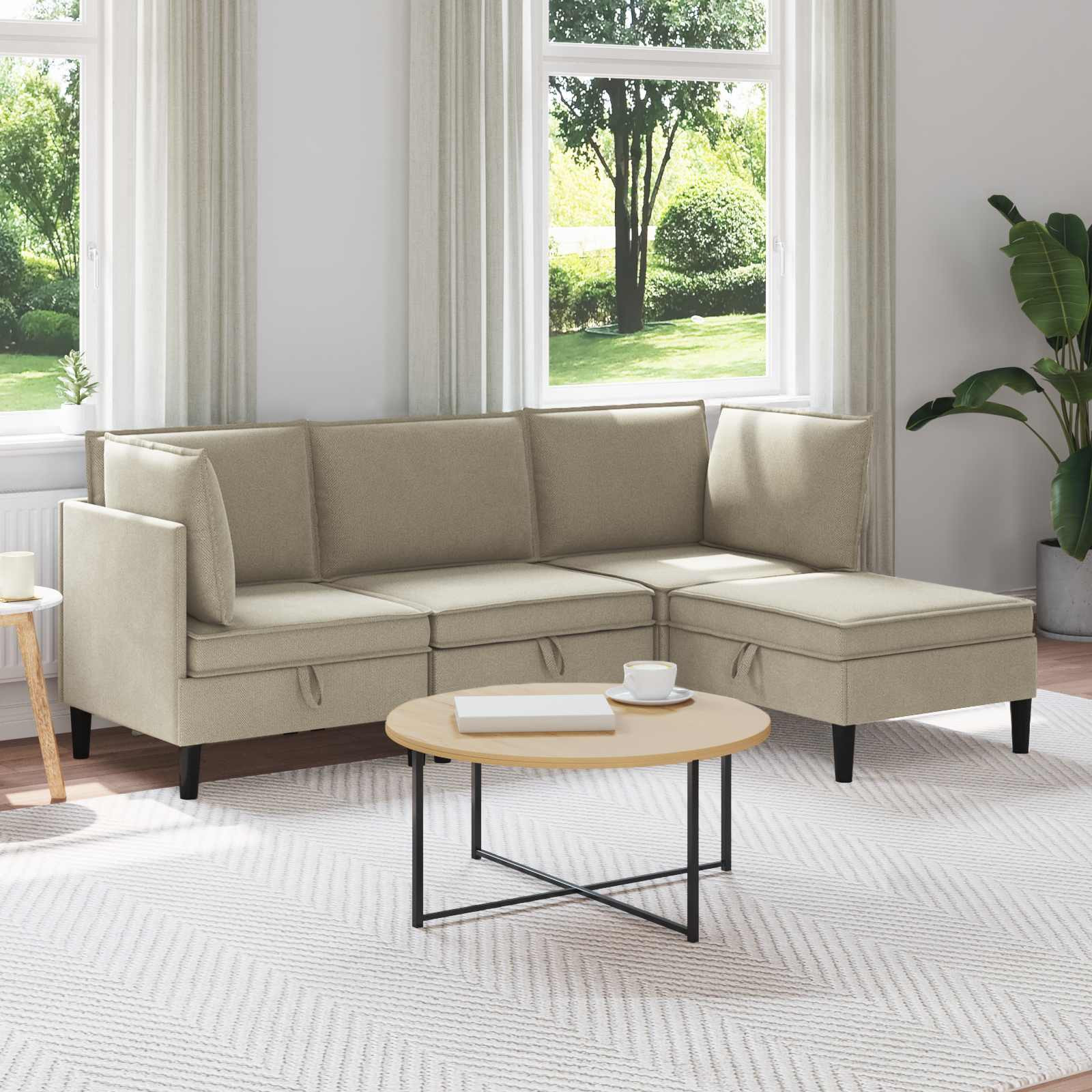 vidaXL Wohnzimmergarnitur 4 pcs Sand Stoff