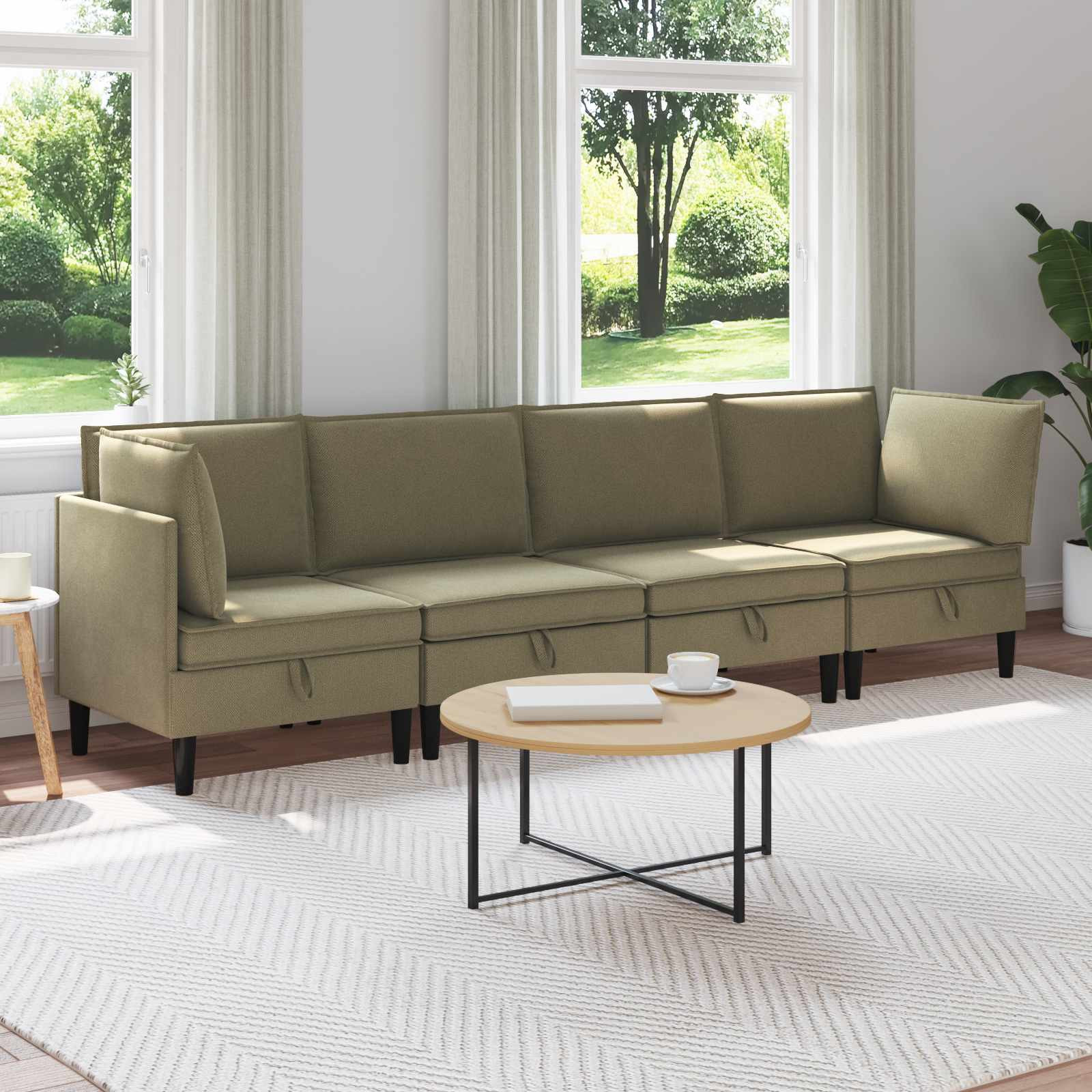 vidaXL Wohnzimmergarnitur 4 pcs Khaki Stoff