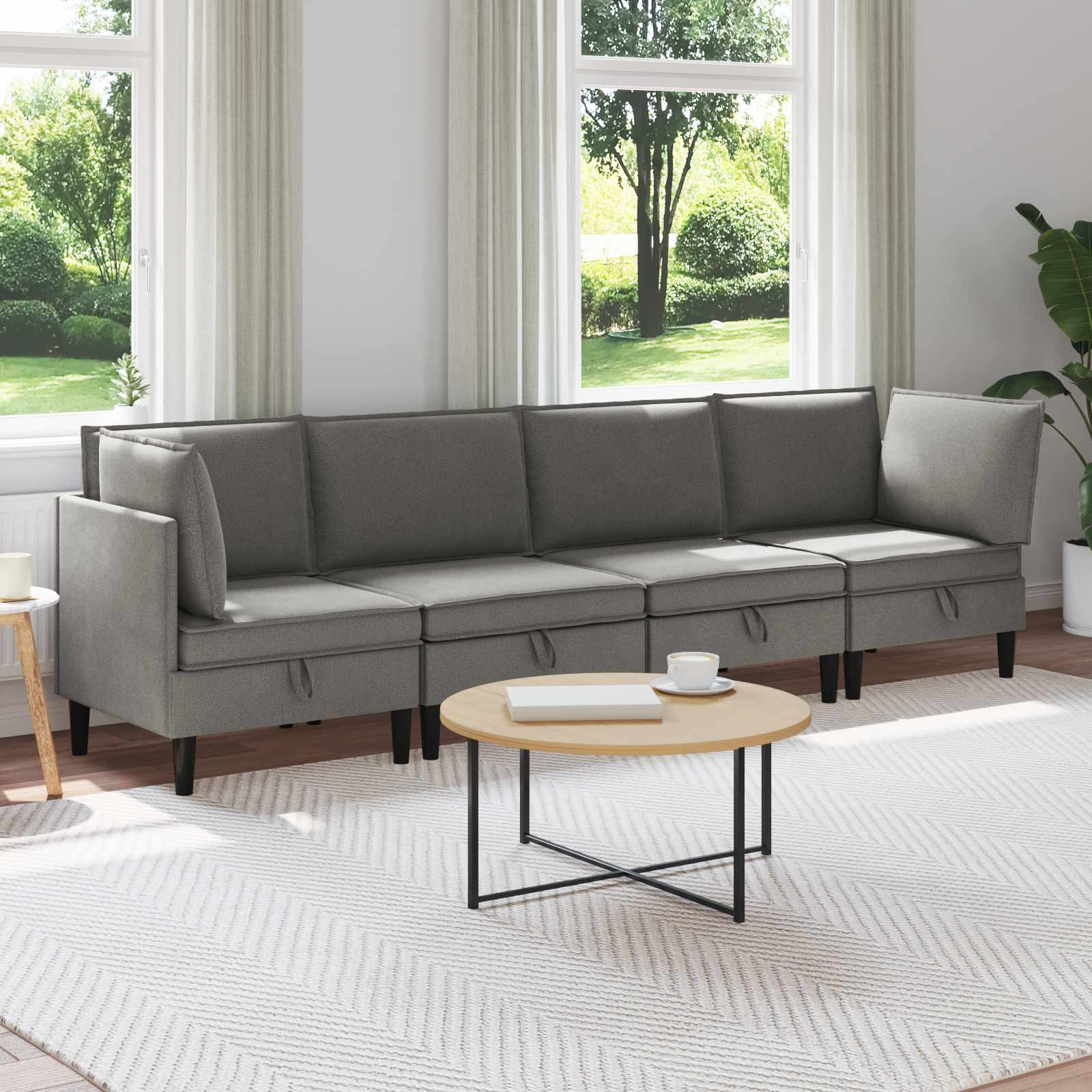 vidaXL Wohnzimmergarnitur 4 pcs Dunkelgrau Stoff