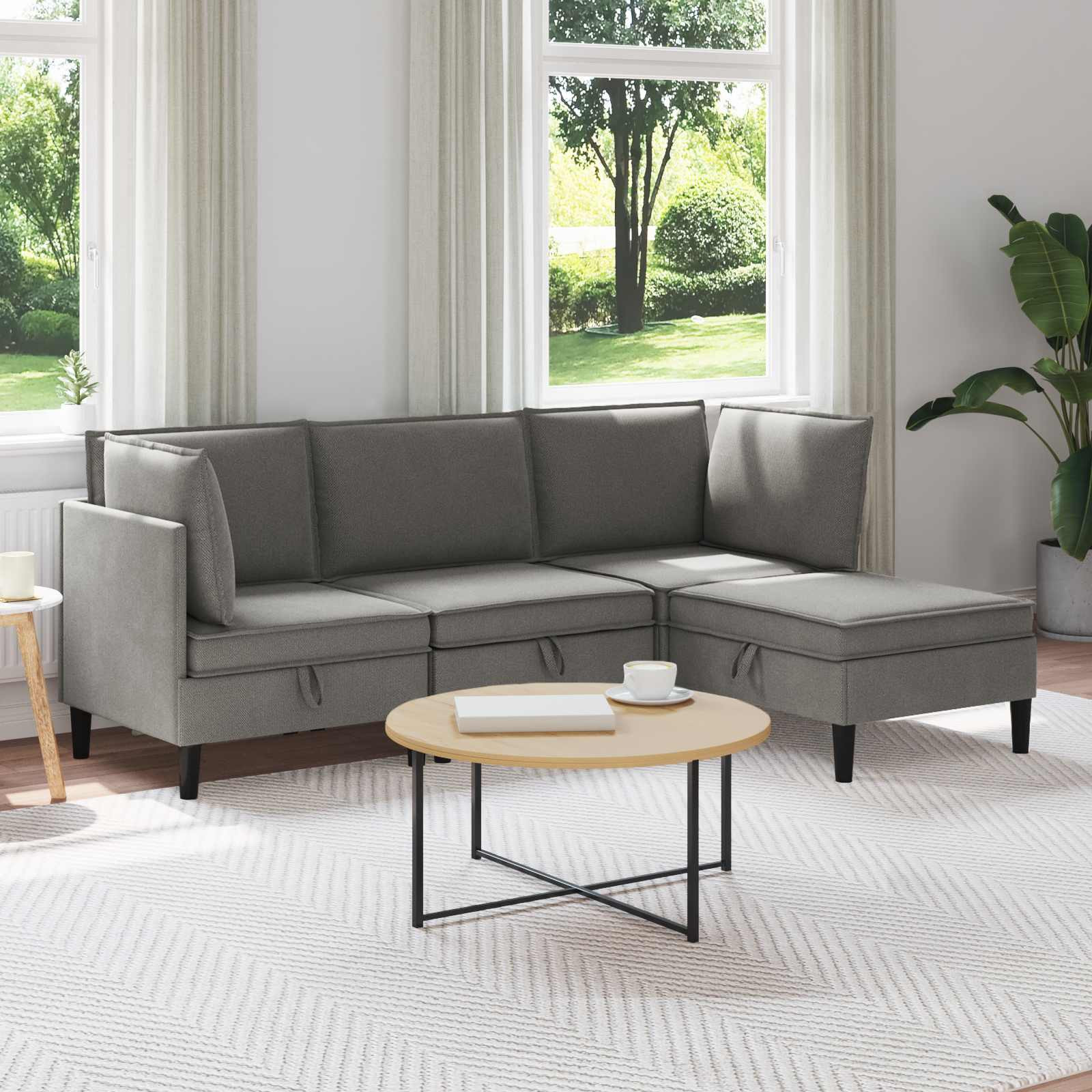 vidaXL Wohnzimmergarnitur 4 pcs Dunkelgrau Stoff