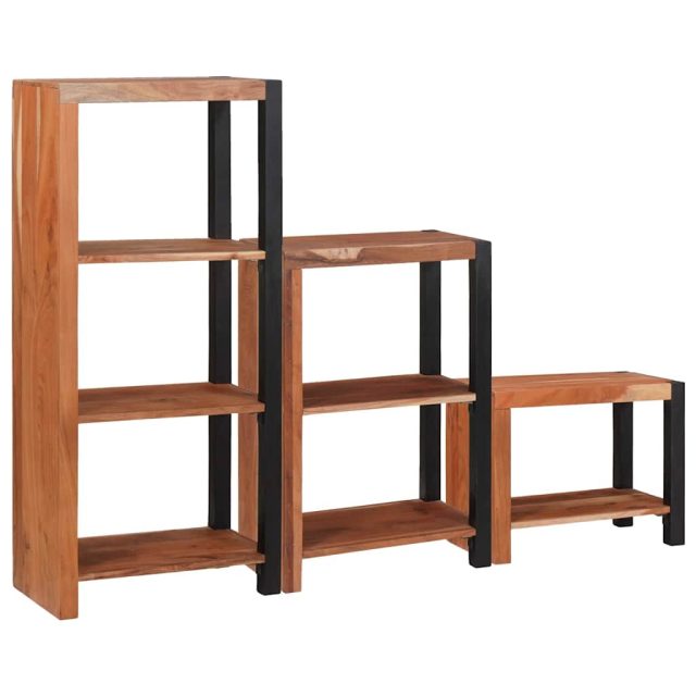 vidaXL Bücherregal 3 pcs Braun 50 x 30 x 110 cm Massivholz Akazie