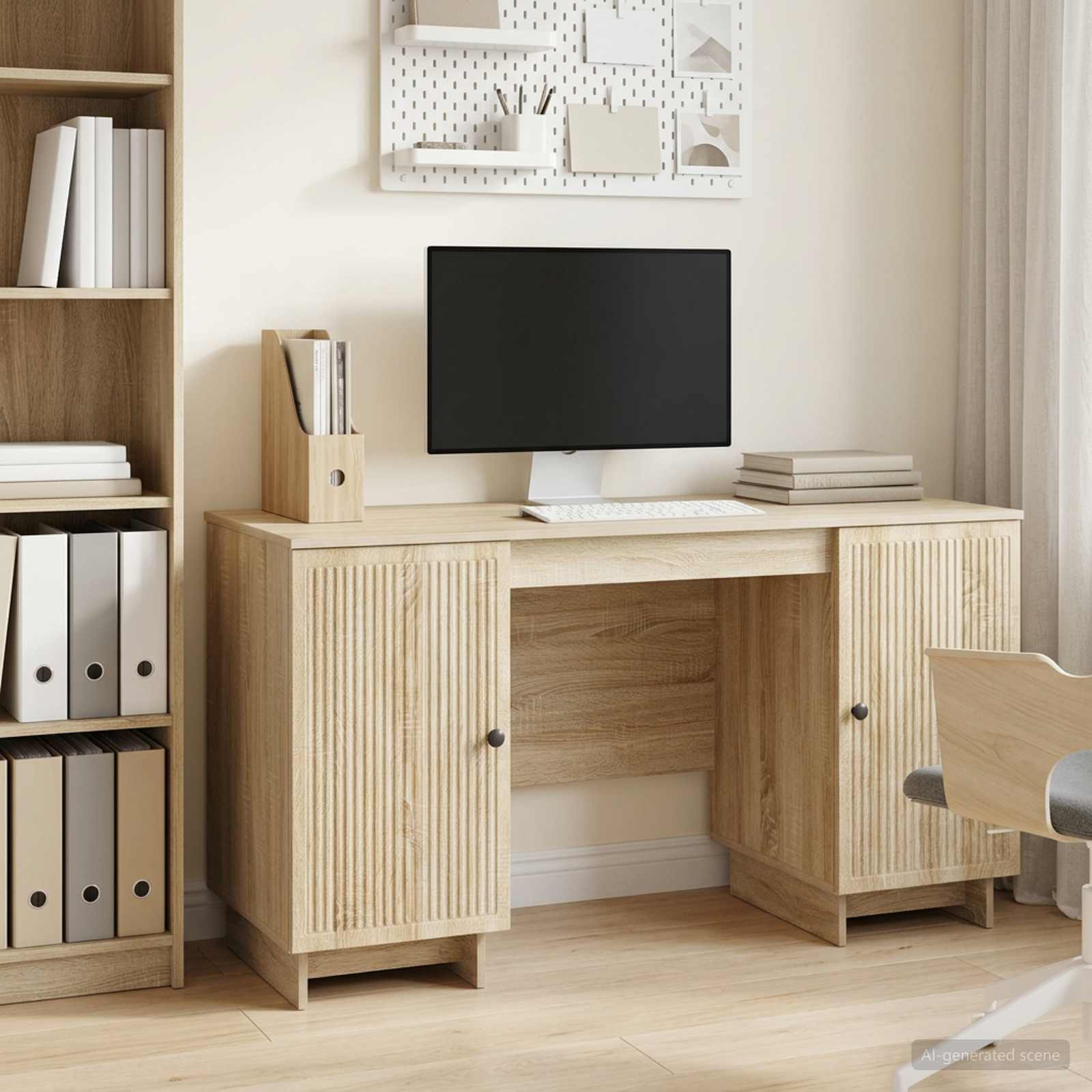vidaXL Schreibtisch Sonoma-Eiche Holzwerkstoff 142,5 x 50 x 75 cm