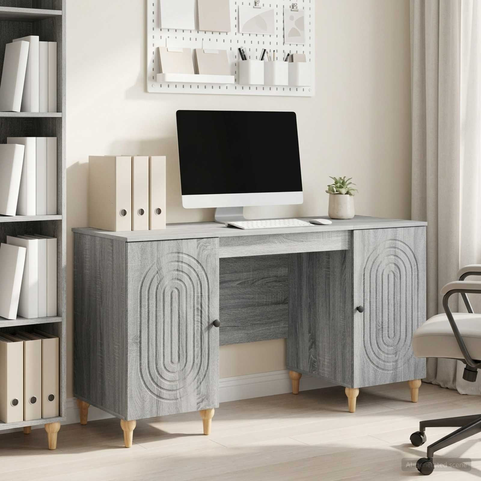 vidaXL Schreibtisch Graues Sonoma 142,5 x 50 x 75 cm Holzwerkstoff